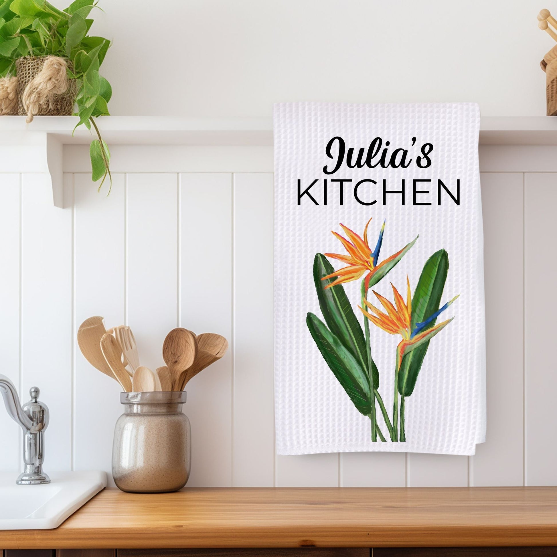 Bird of Paradise Flower Kitchen Towel - MerikaArt