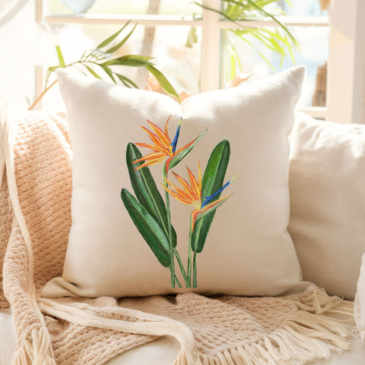 Bird of Paradise Flower Pillow - MerikaArt