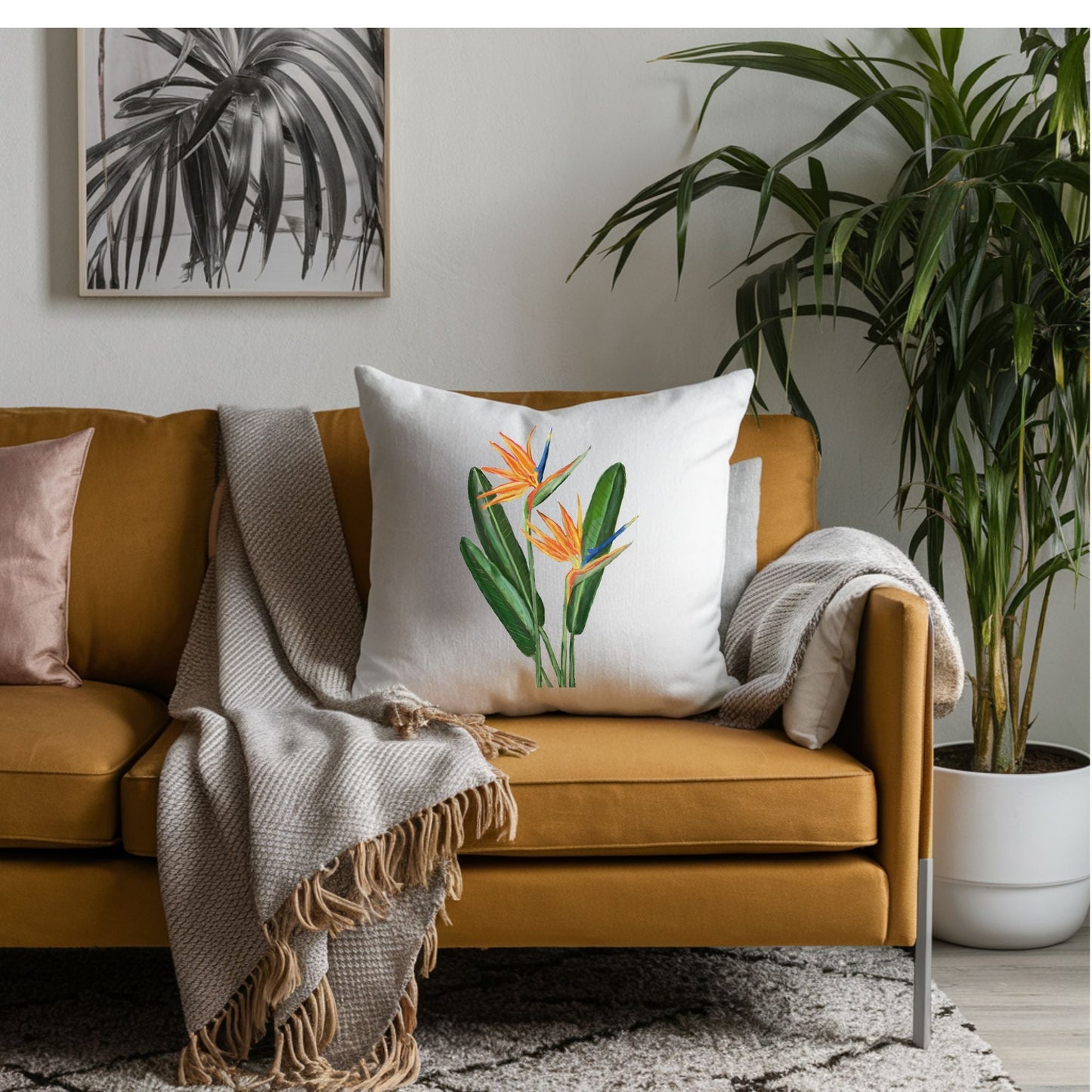 Bird of Paradise Flower Pillow - MerikaArt