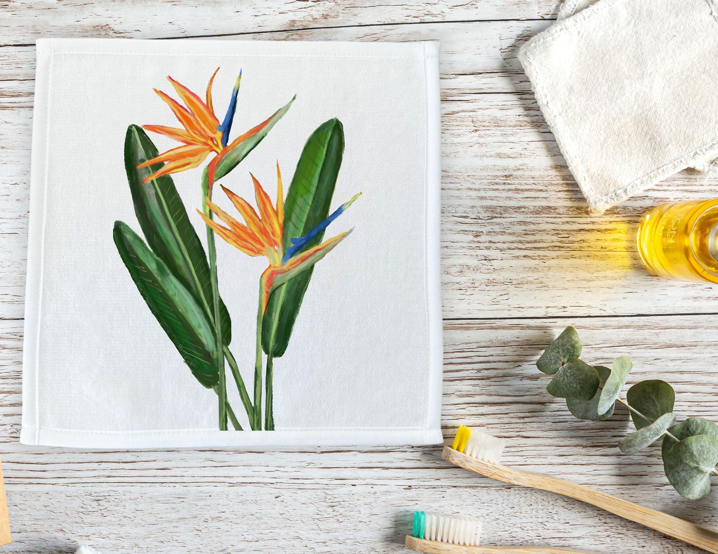 Bird of Paradise Flower Washcloth - MerikaArt