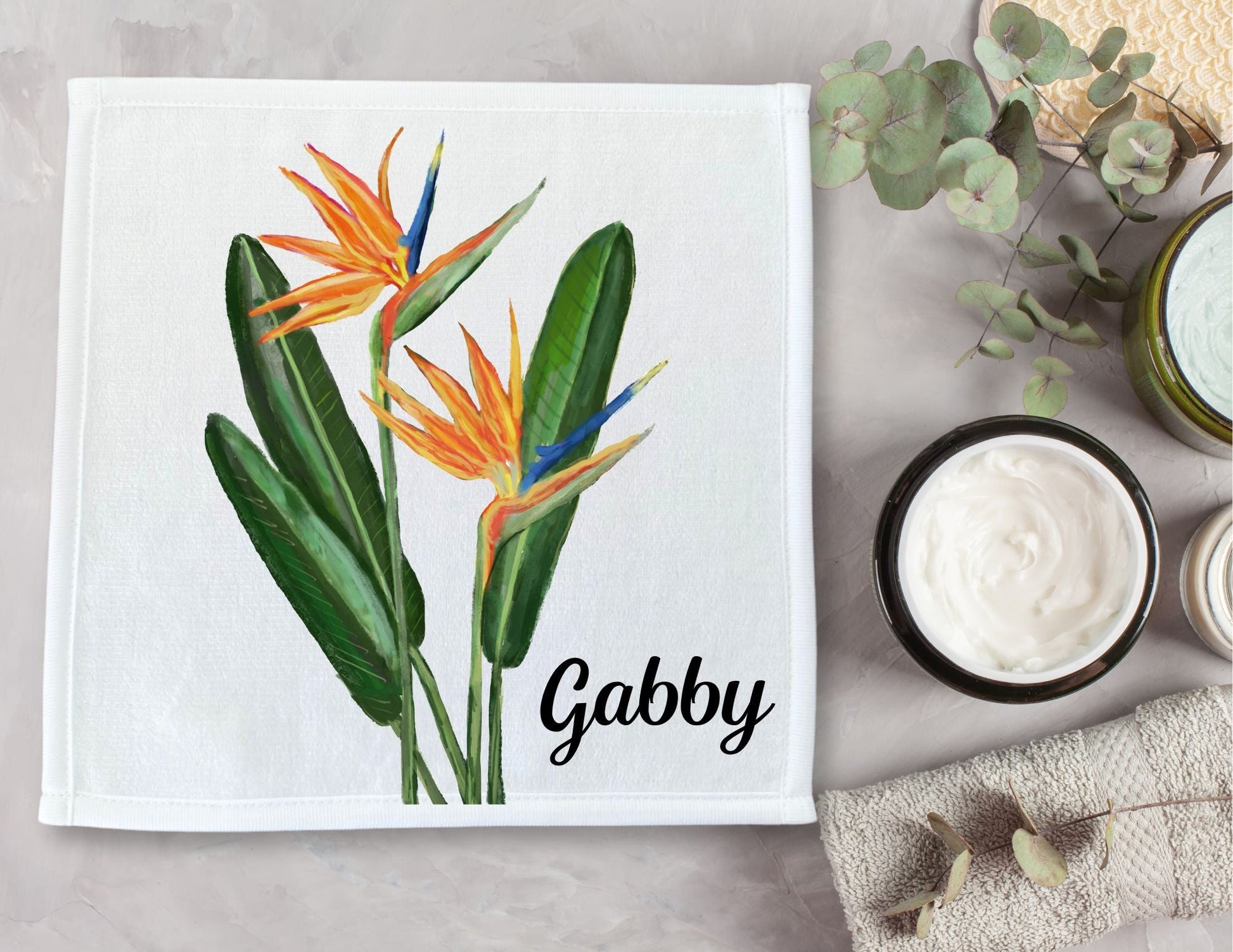Bird of Paradise Flower Washcloth - MerikaArt