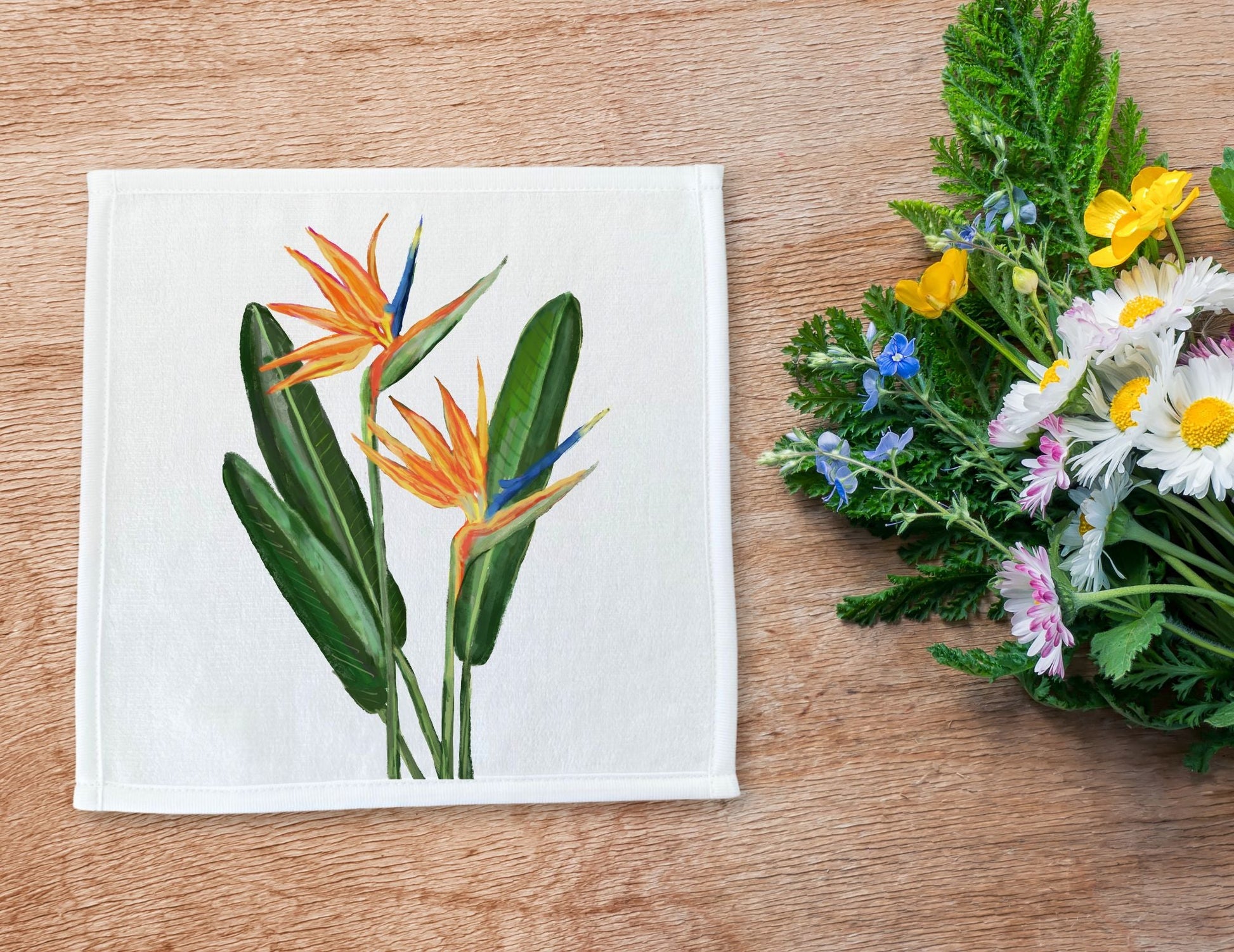 Bird of Paradise Flower Washcloth - MerikaArt