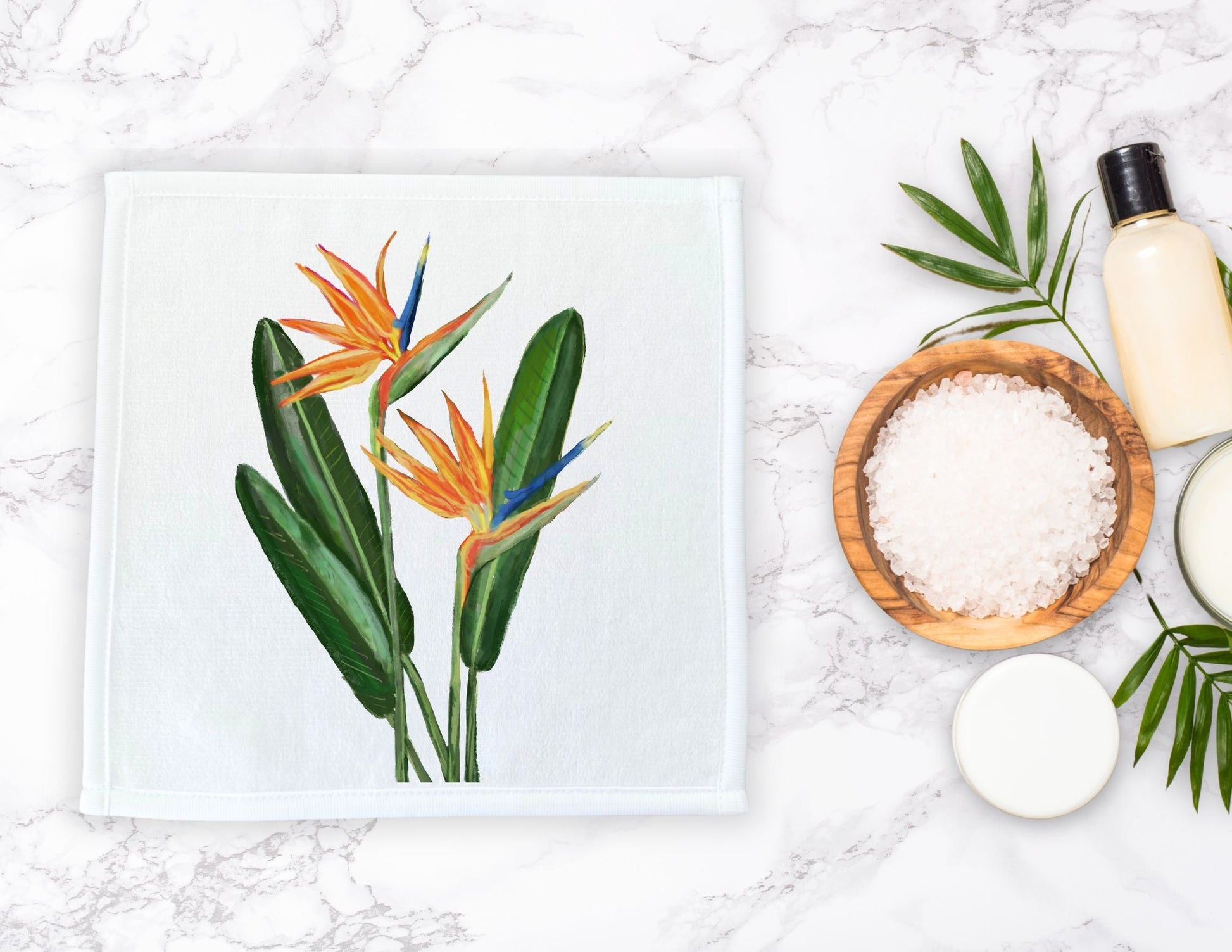 Bird of Paradise Flower Washcloth - MerikaArt