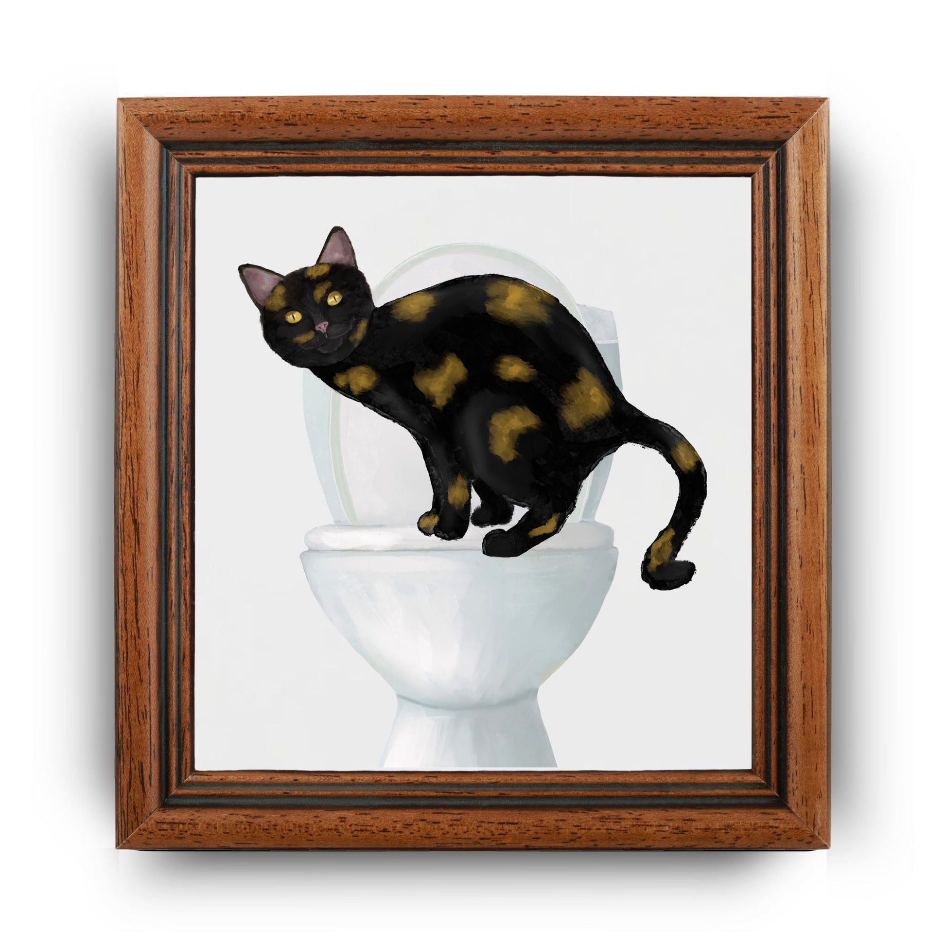 Black and Gold Cat Bathroom Ceramic Tile - MerikaArt