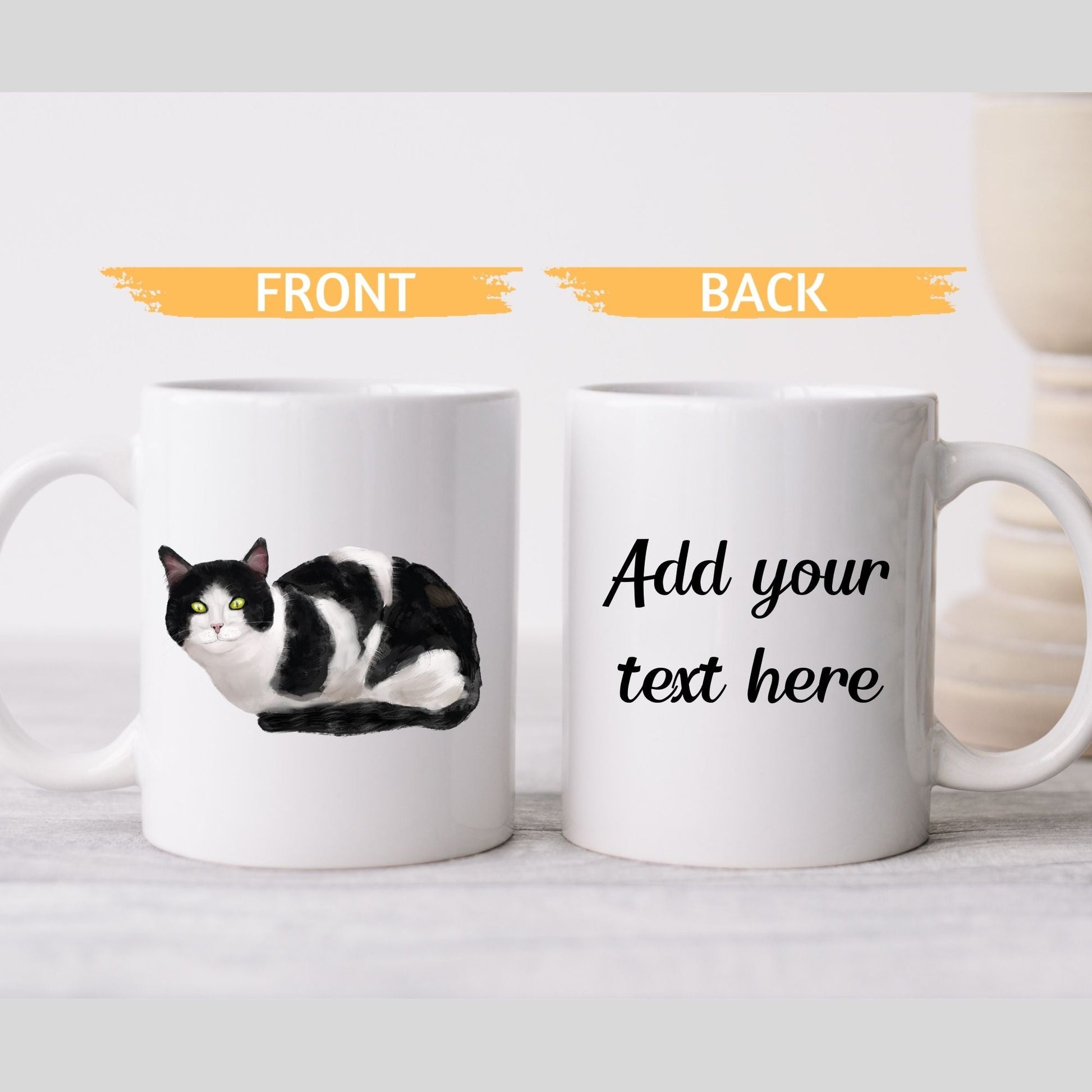 Black and White Cat Mug - MerikaArt