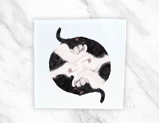 Black and White Cats Sleeping Washcloth - MerikaArt