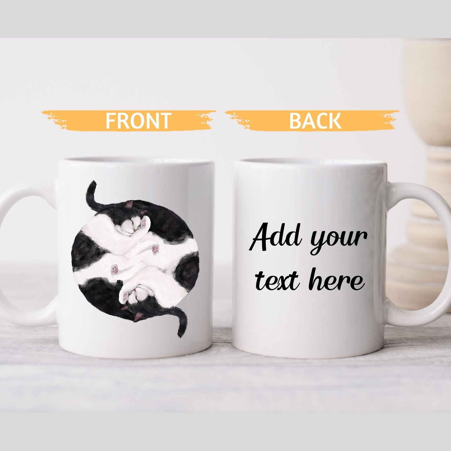 Black and White Sleeping Cats Mug - MerikaArt