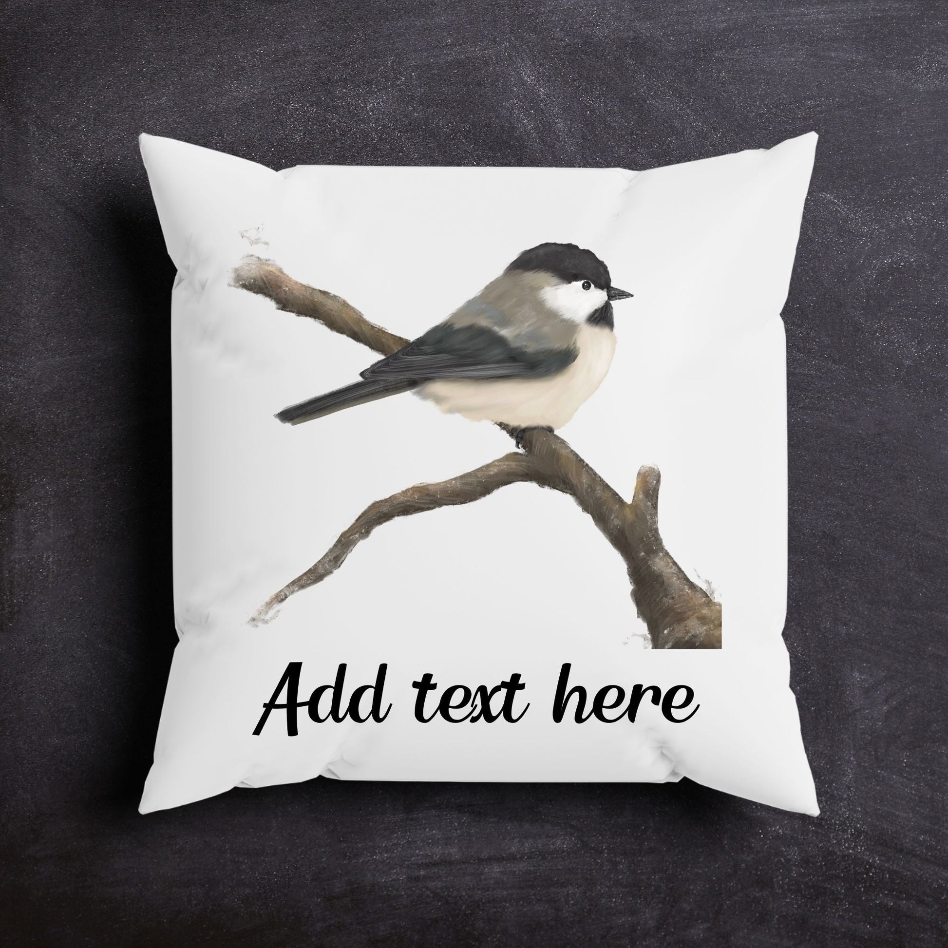 Black - Capped Chickadee Bird Pillow - MerikaArt