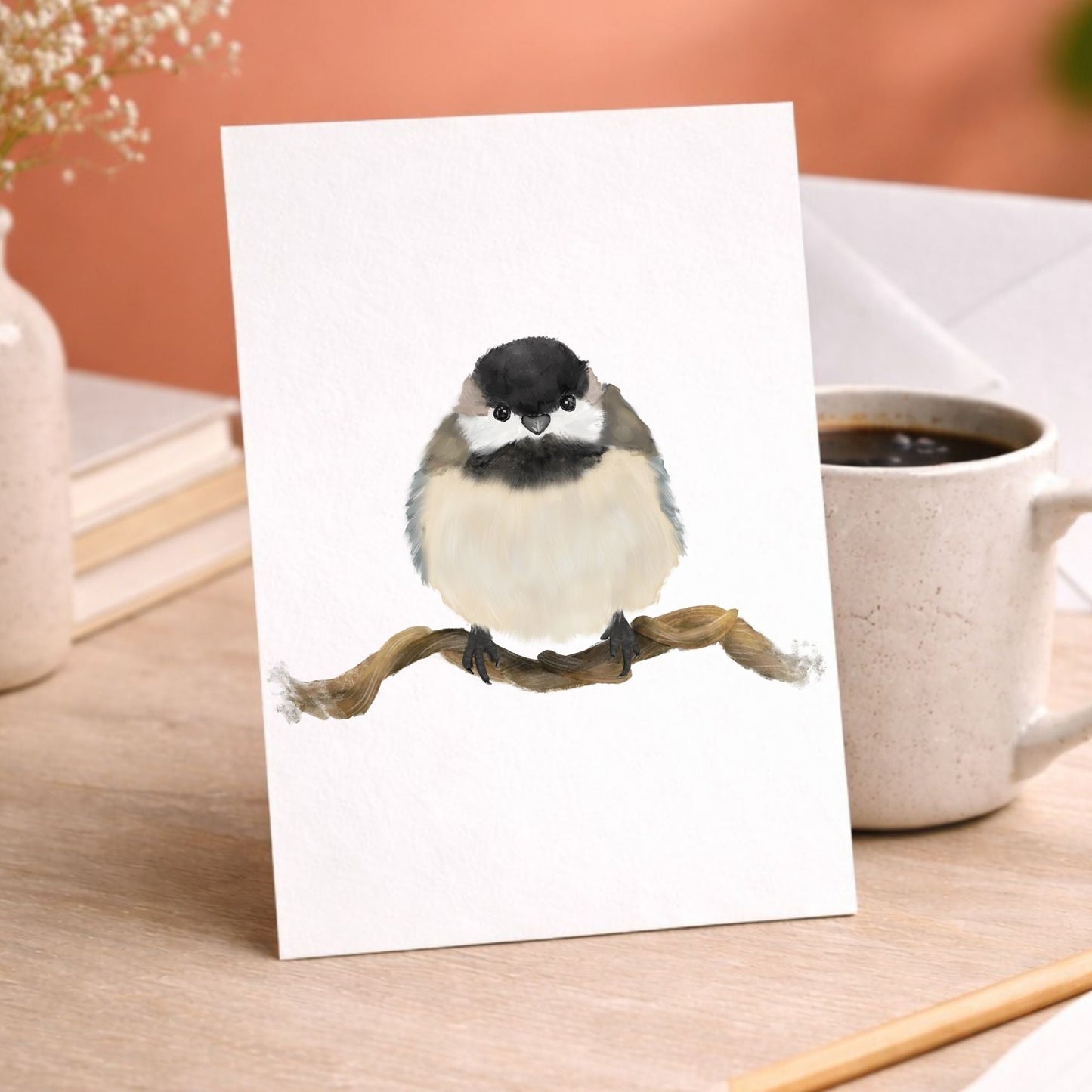 Black Capped Chickadee Postcard - MerikaArt