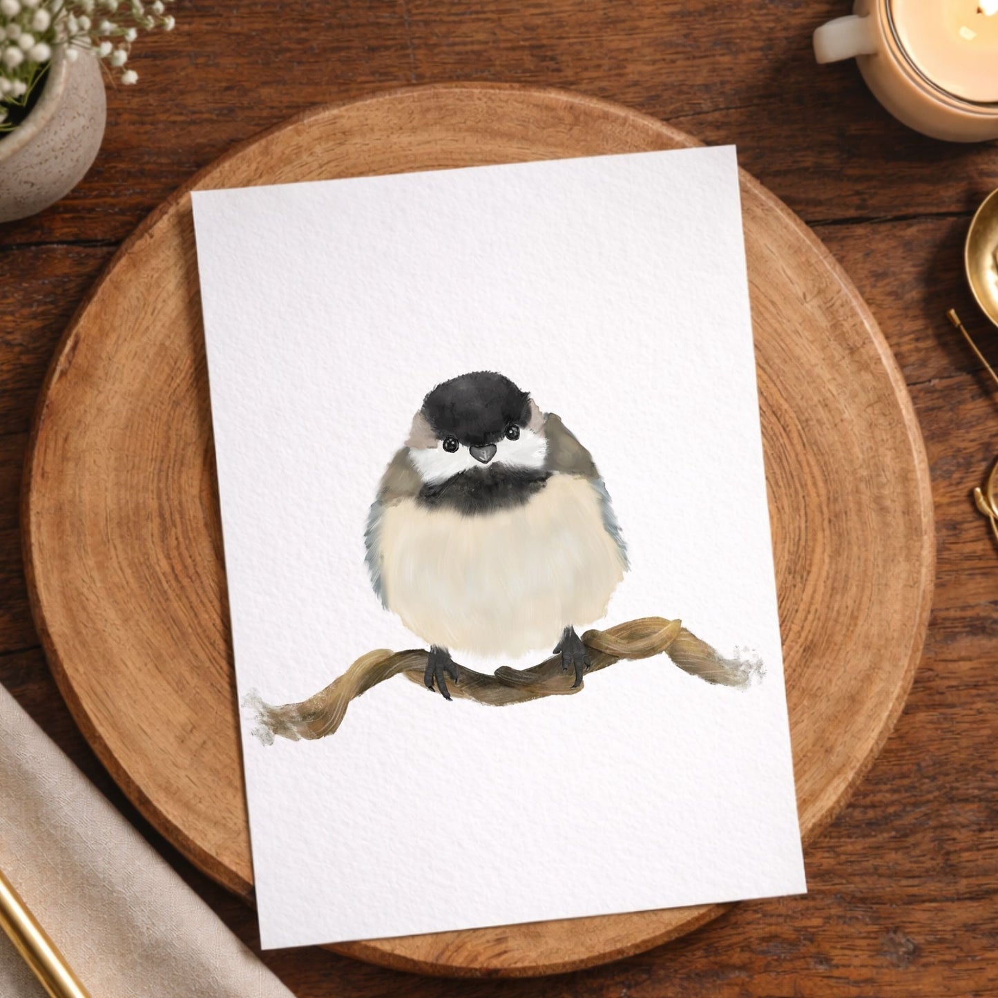 Black Capped Chickadee Postcard - MerikaArt
