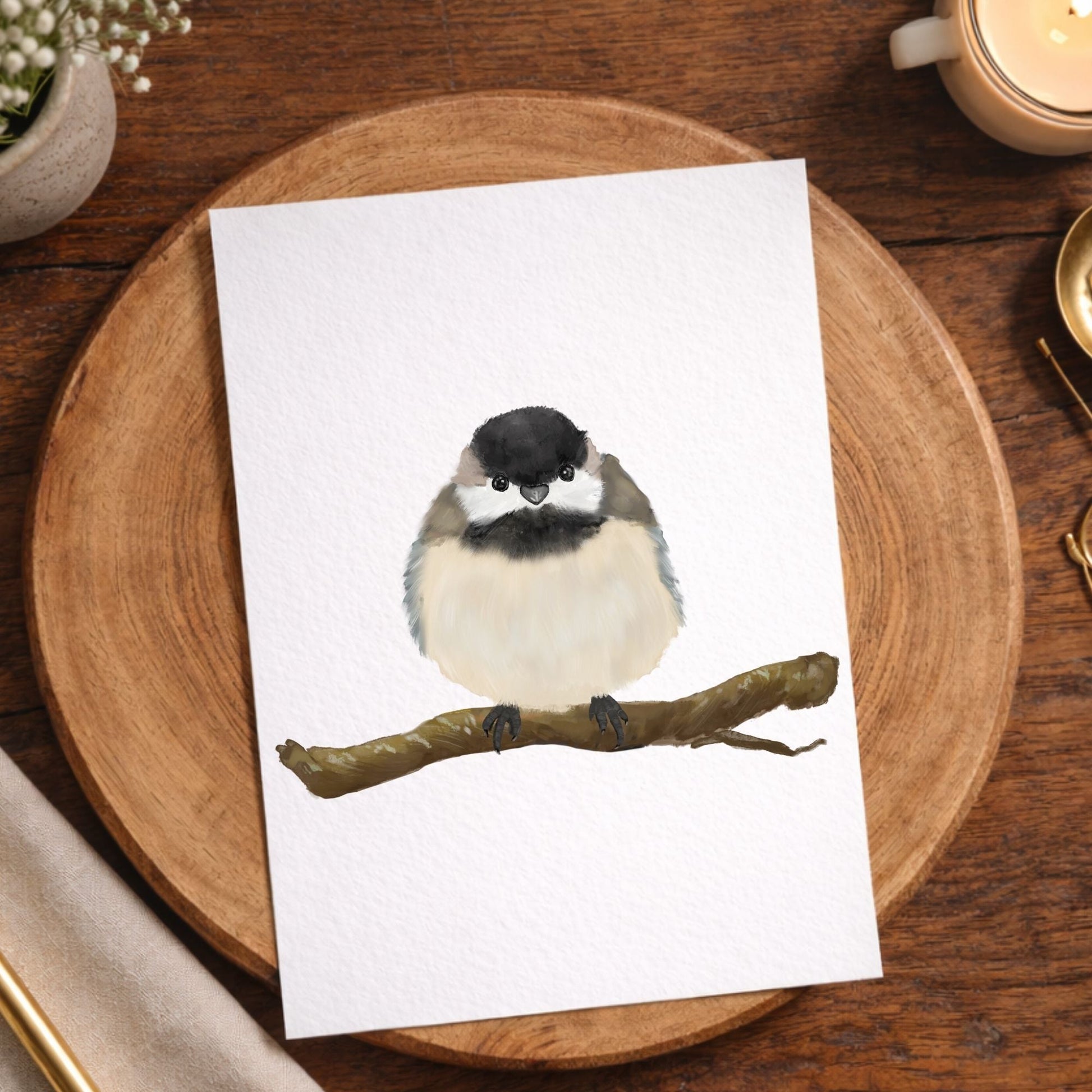 Black Capped Chickadee Postcard - MerikaArt