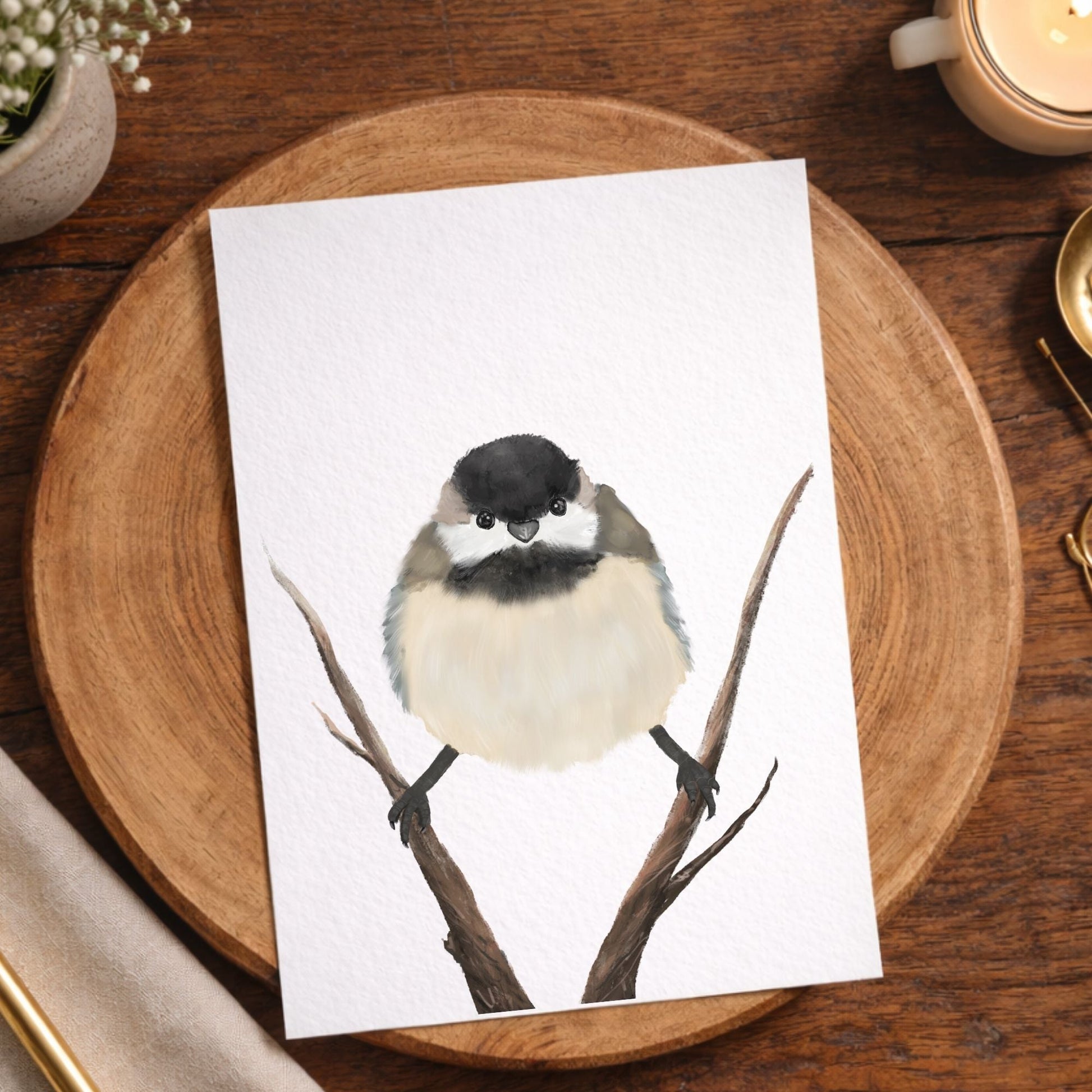 Black Capped Chickadee Postcard - MerikaArt