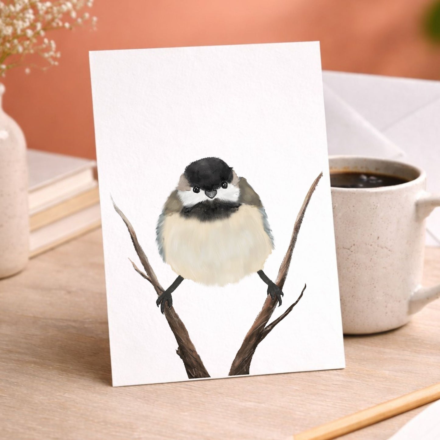Black Capped Chickadee Postcard - MerikaArt