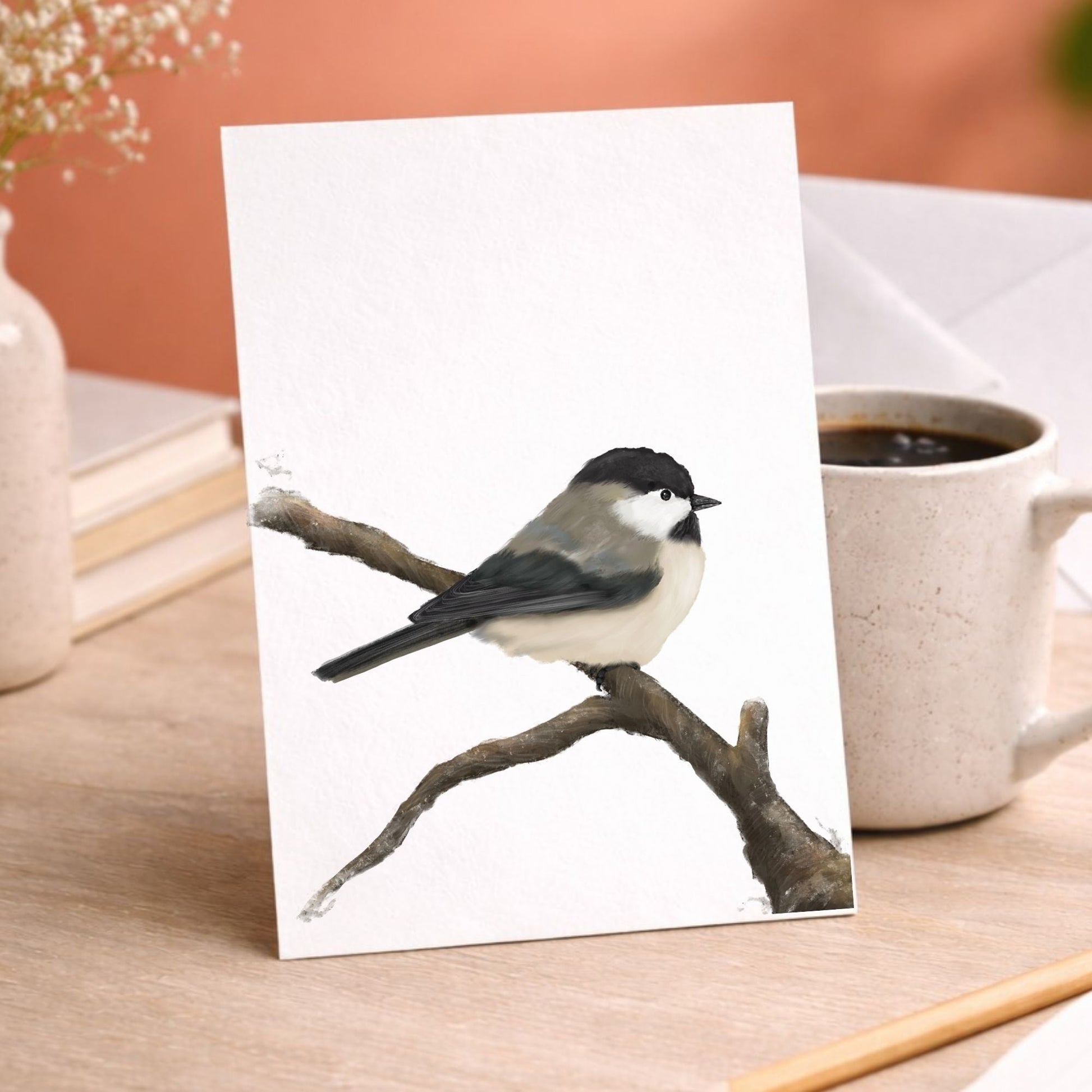 Black Capped Chickadee Postcard - MerikaArt