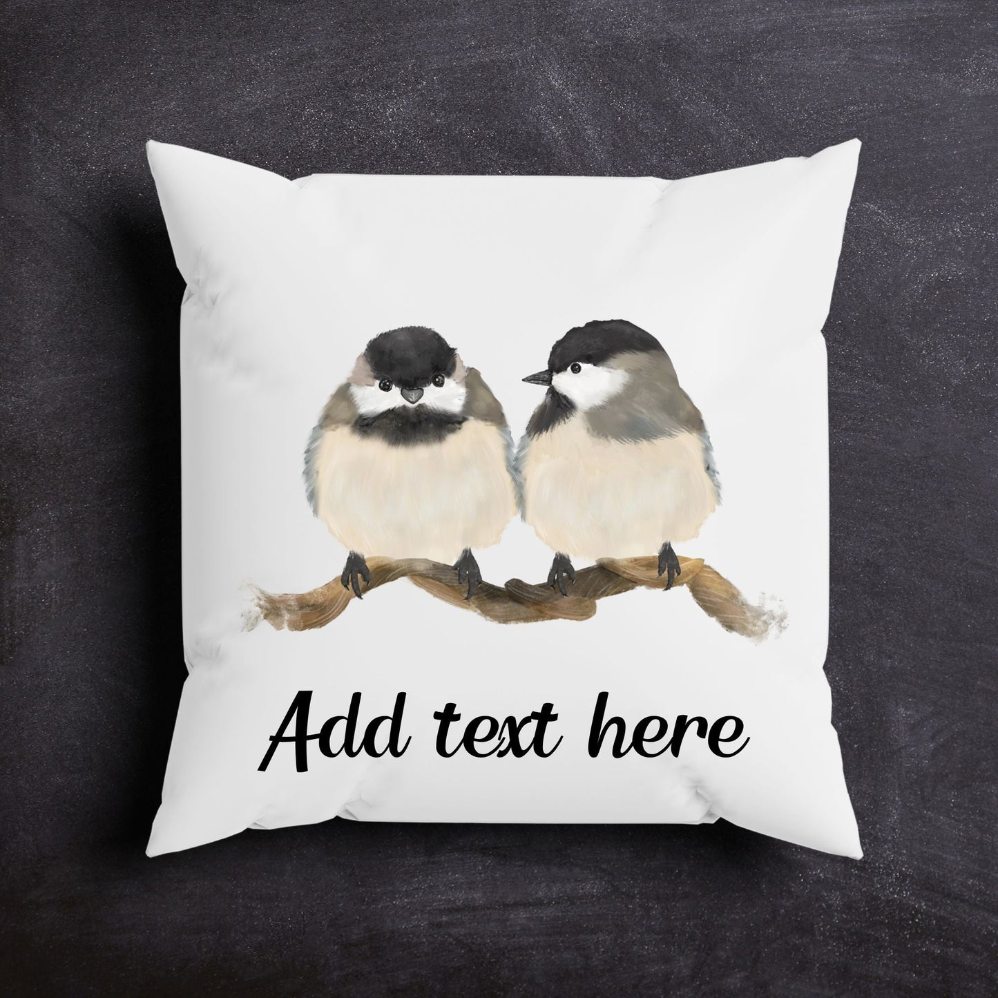 Black - Capped Chickadees Bird Pillow - MerikaArt