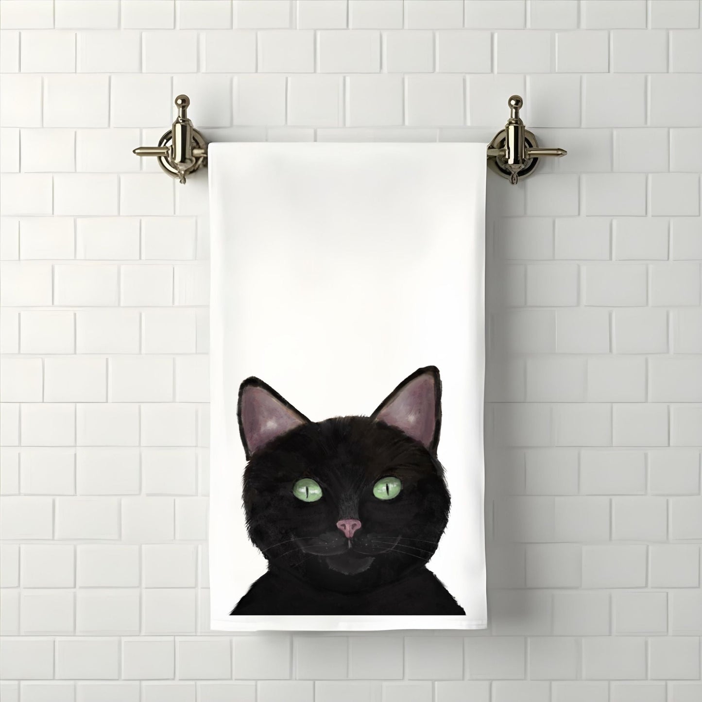 Black Cat Bathroom Towel - MerikaArt
