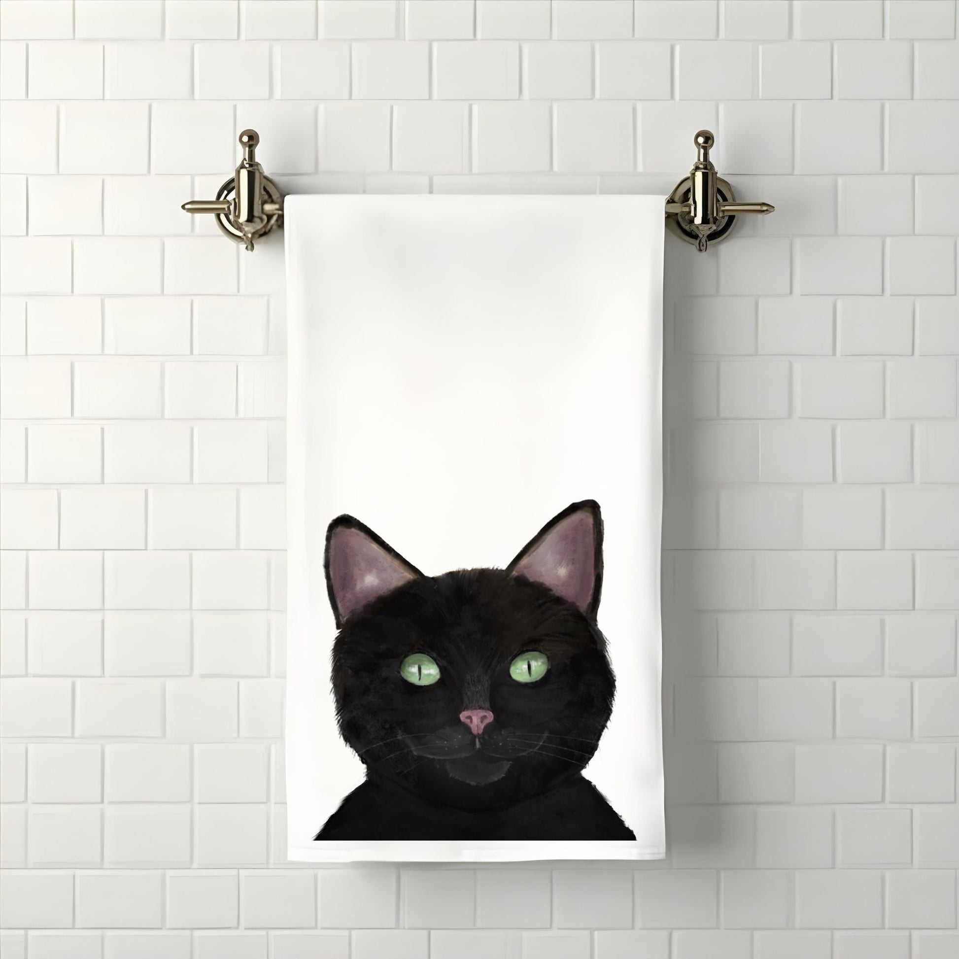 Black Cat Bathroom Towel - MerikaArt