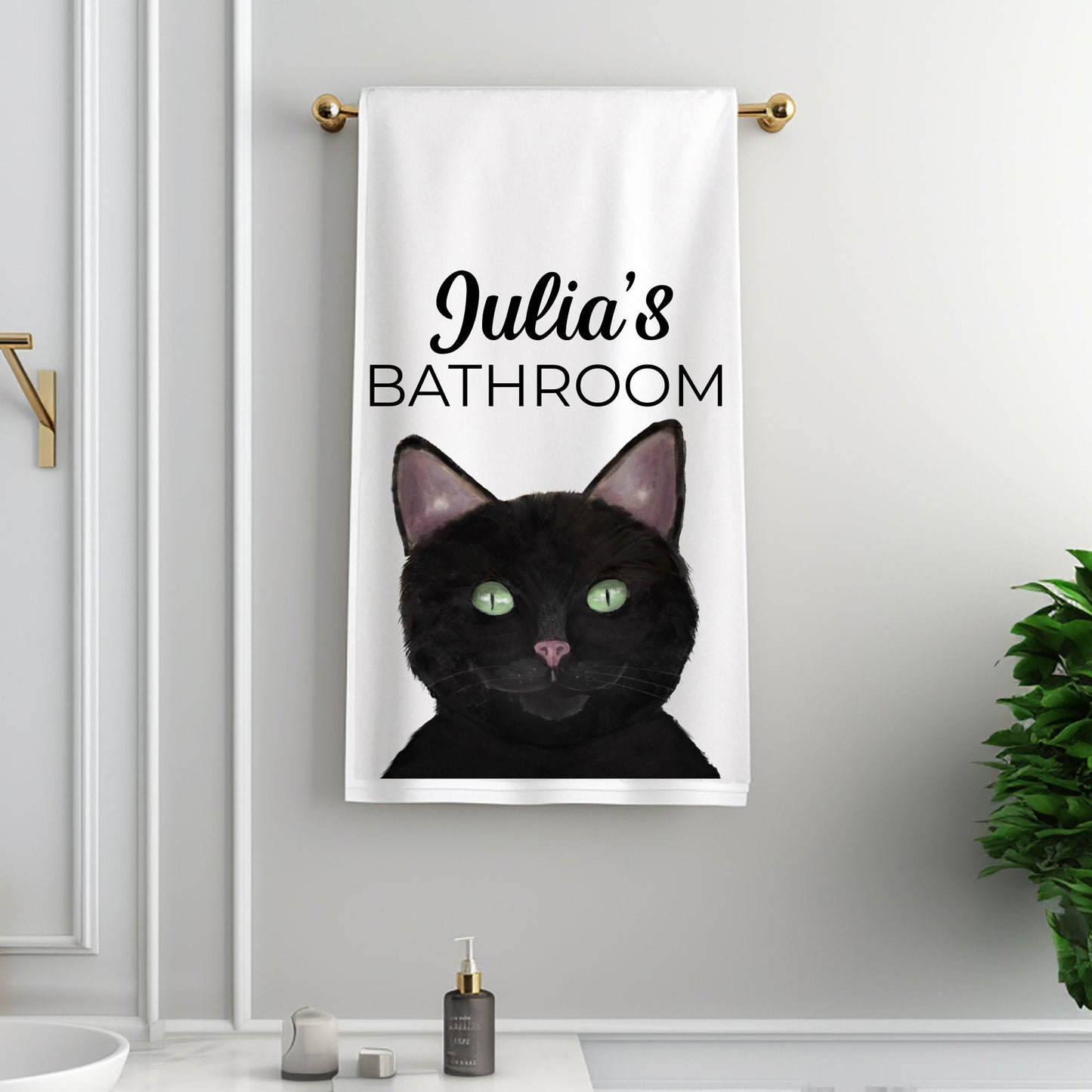 Black Cat Bathroom Towel - MerikaArt