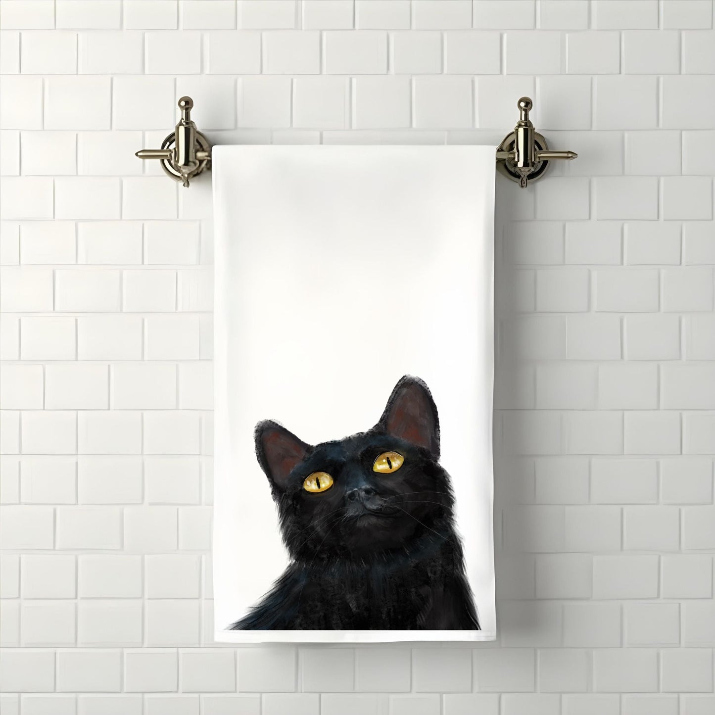 Black Cat Bathroom Towel - MerikaArt