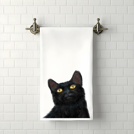 Black Cat Bathroom Towel - MerikaArt
