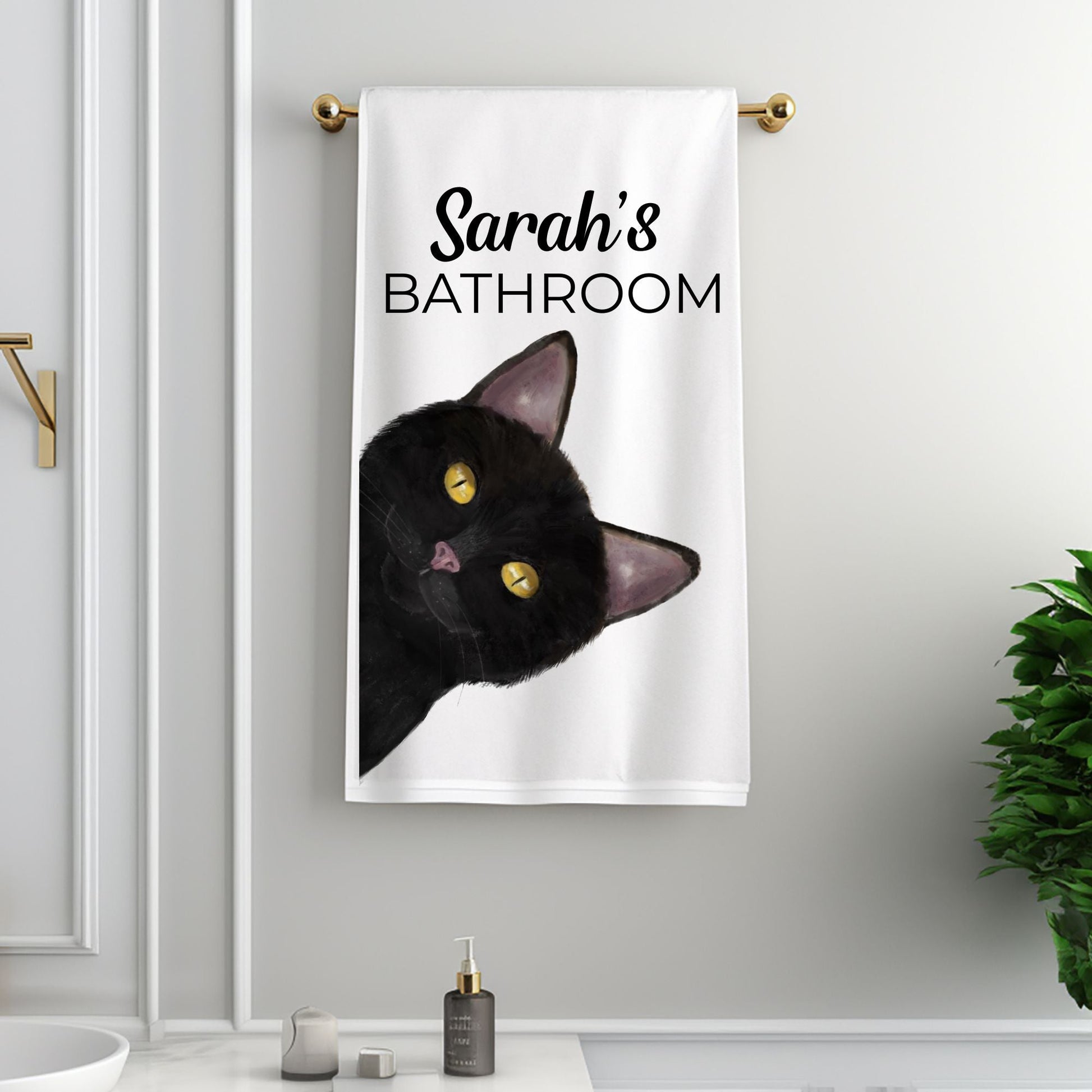 Black Cat Bathroom Towel - MerikaArt
