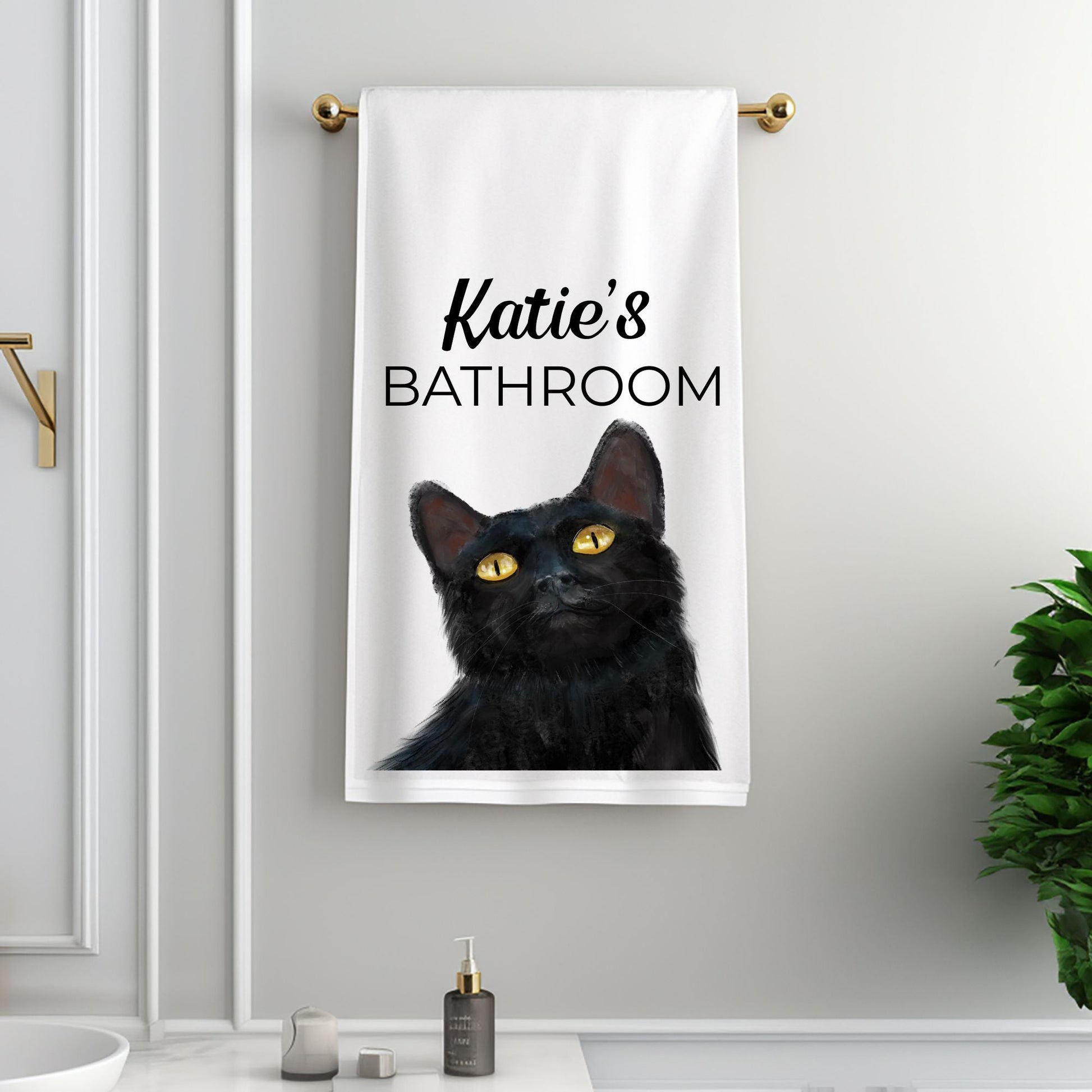 Black Cat Bathroom Towel - MerikaArt