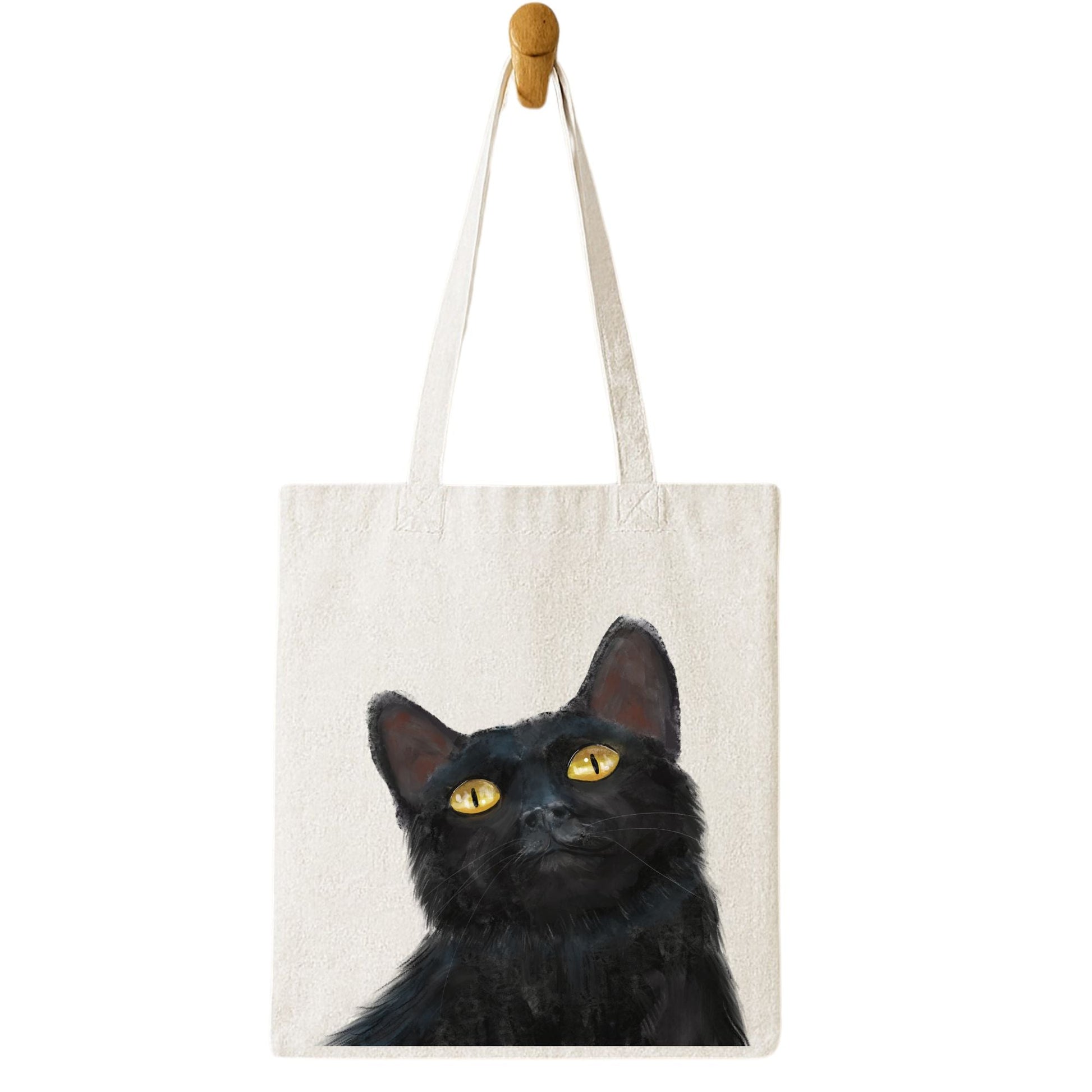Black Cat Canvas Tote Bag - MerikaArt