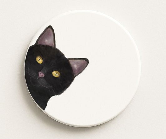 Black Cat Ceramic Coaster - MerikaArt