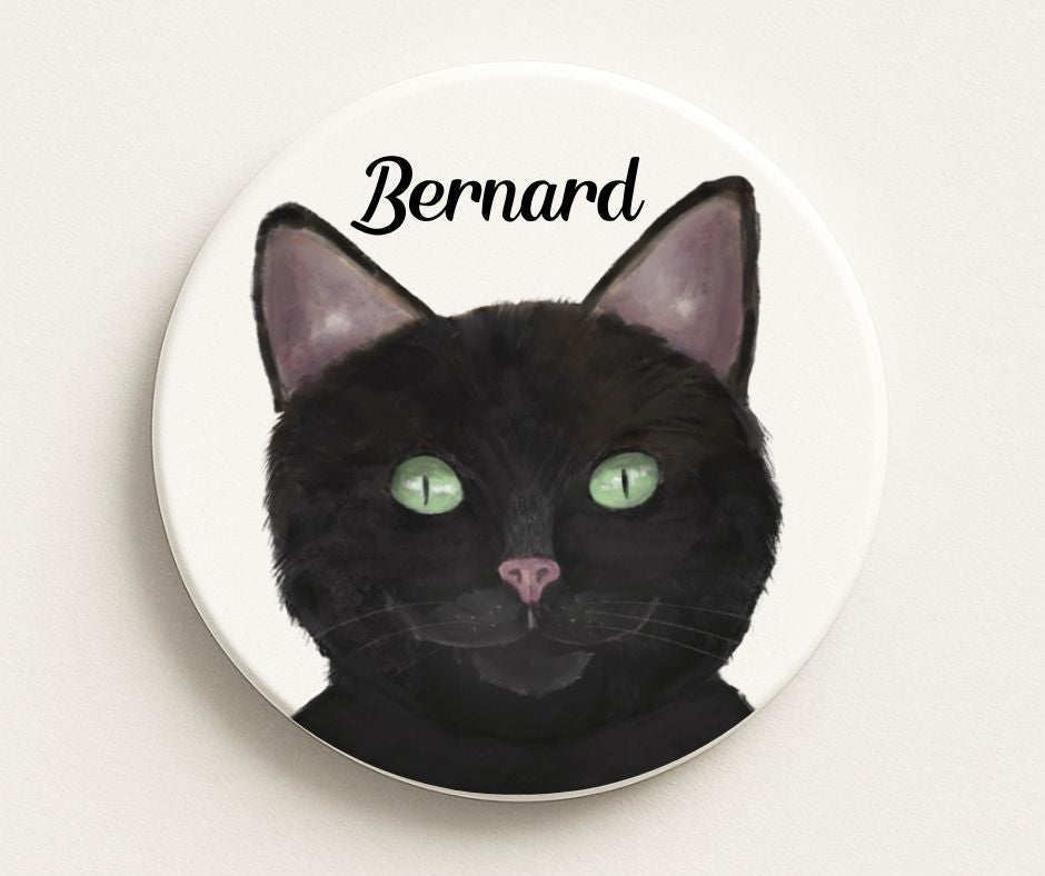 Black Cat Ceramic Coaster - MerikaArt