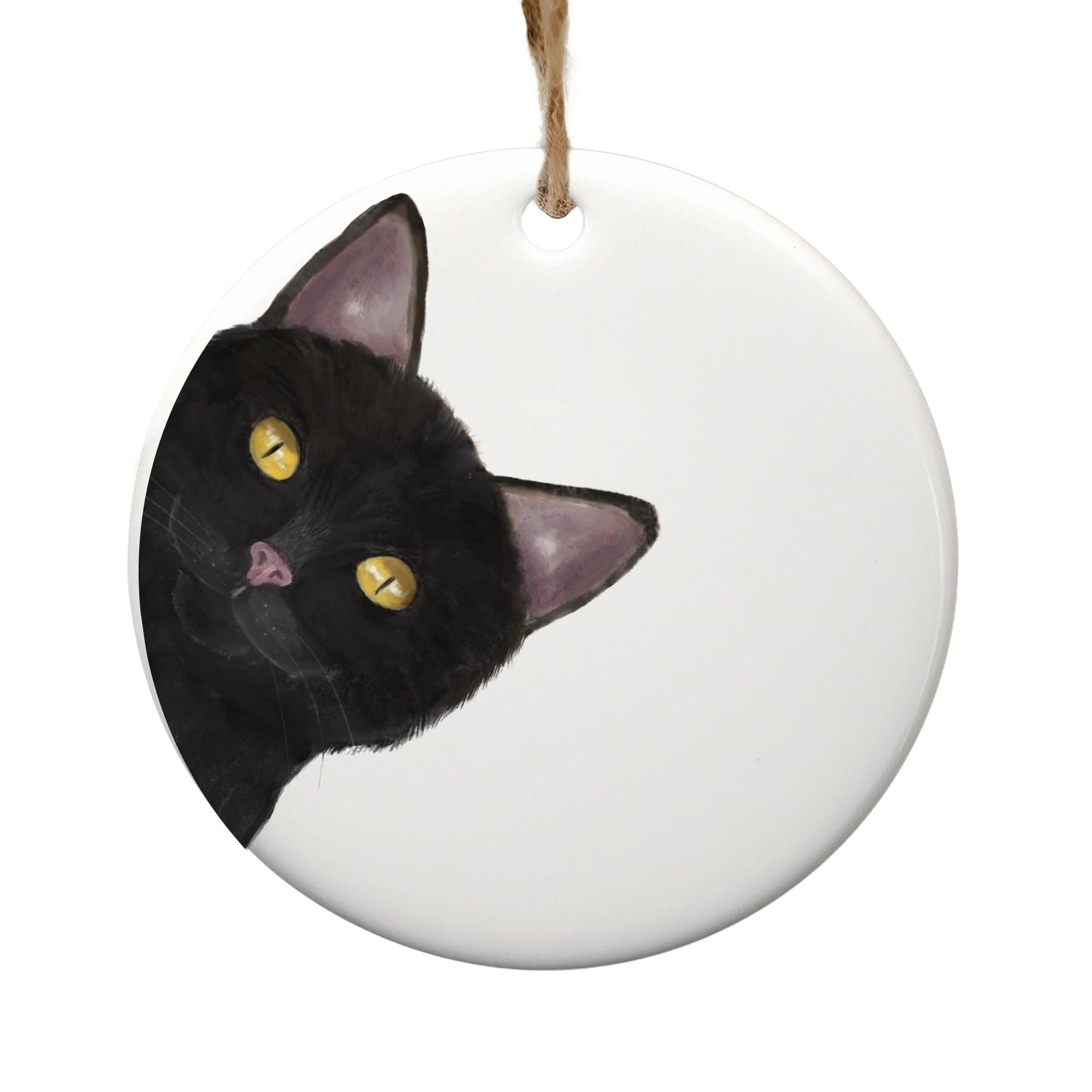 Black Cat Ceramic Ornament - MerikaArt