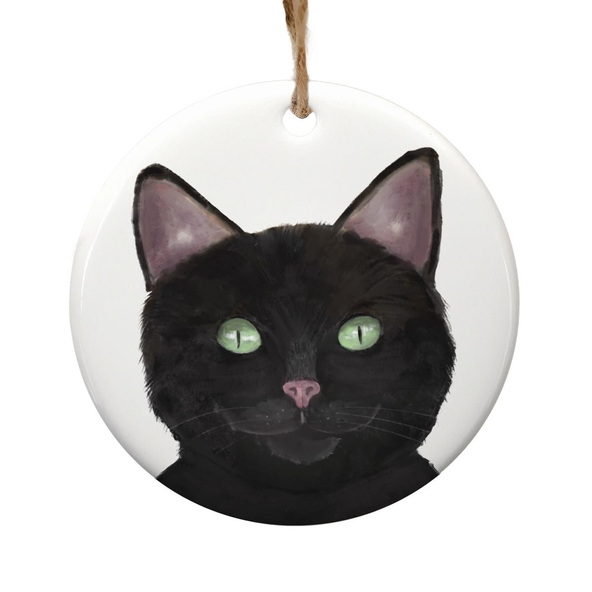 Black Cat Ceramic Ornament - MerikaArt