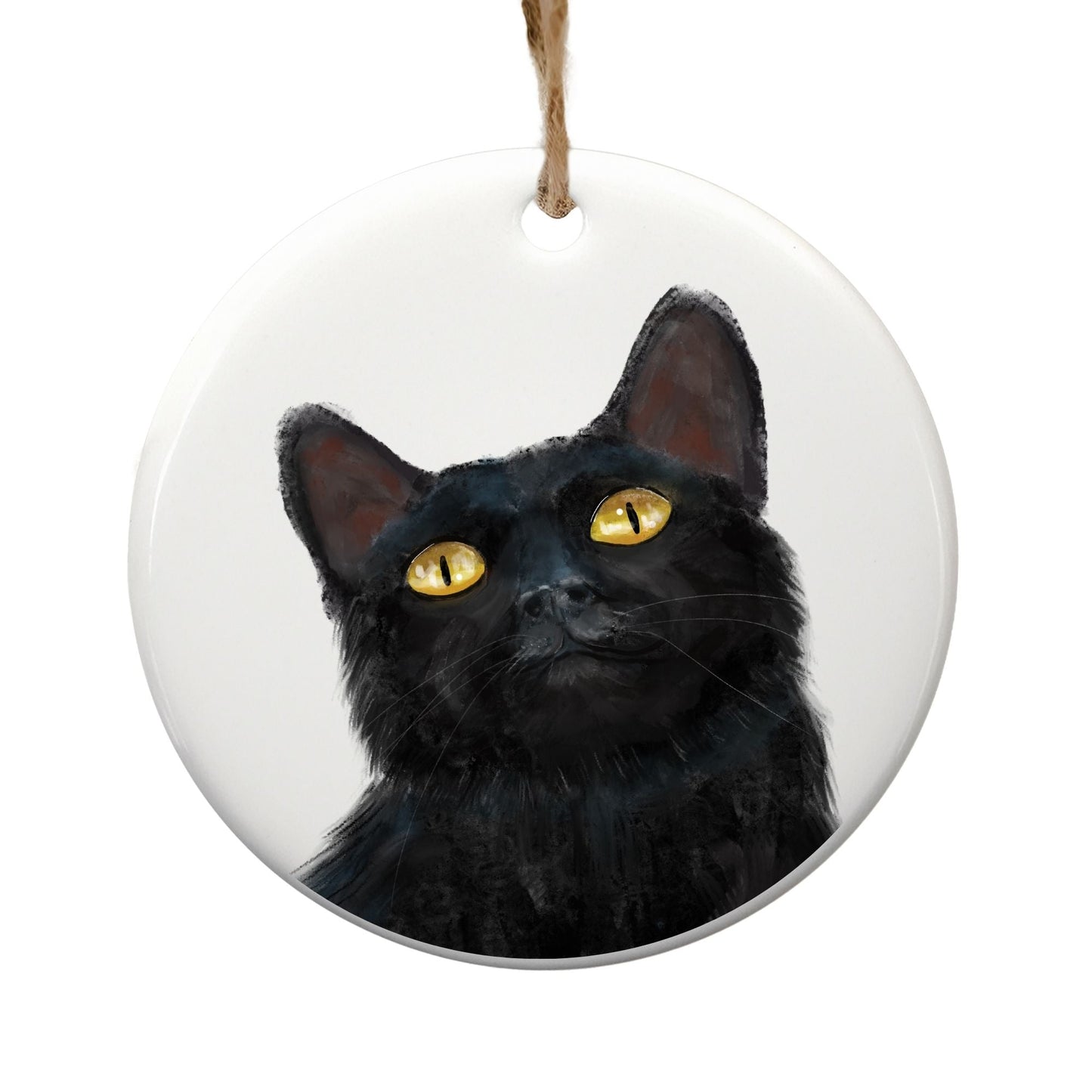 Black Cat Ceramic Ornament - MerikaArt