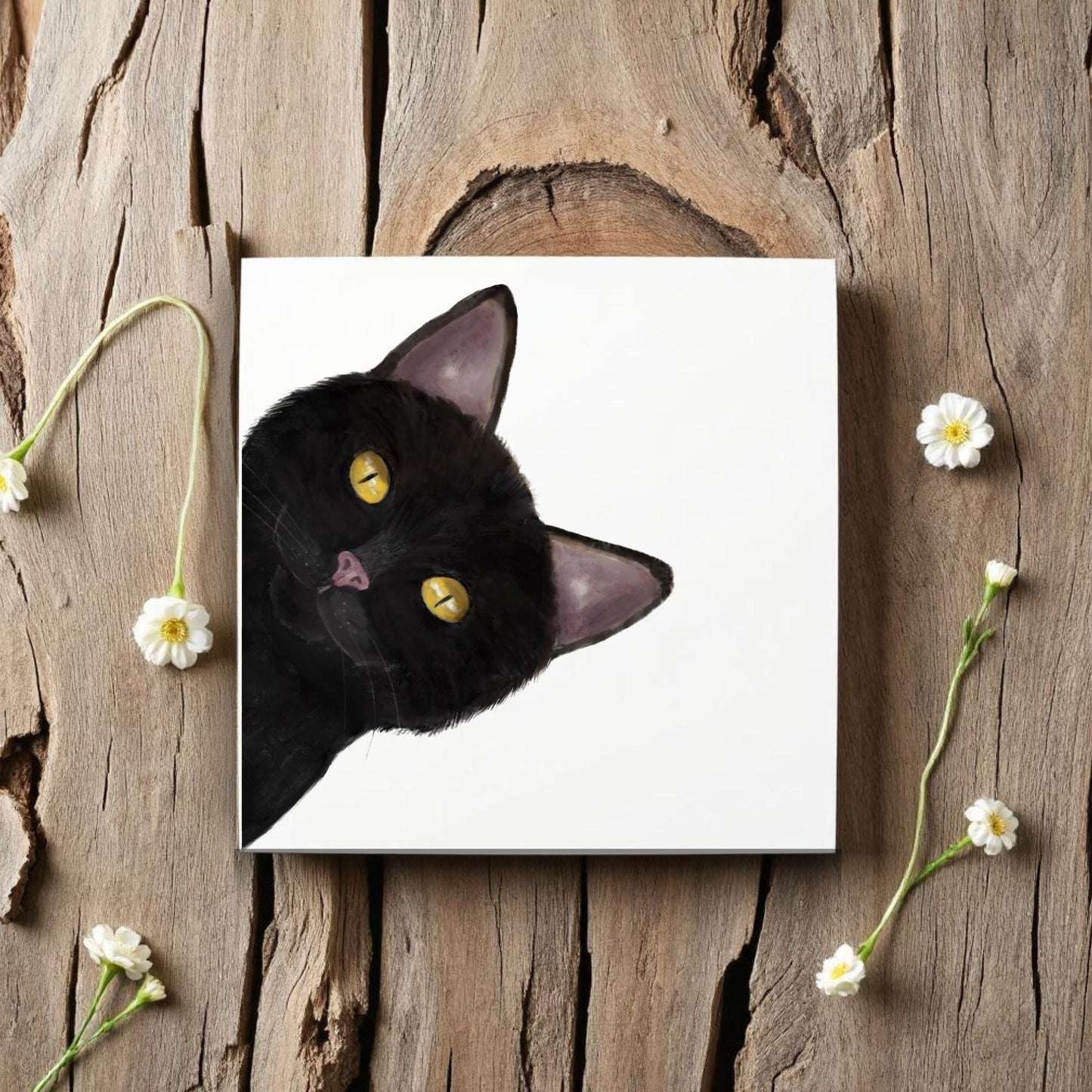 Black Cat Ceramic Tile - MerikaArt