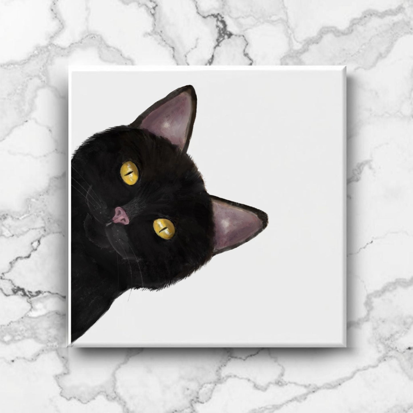 Black Cat Ceramic Tile - MerikaArt