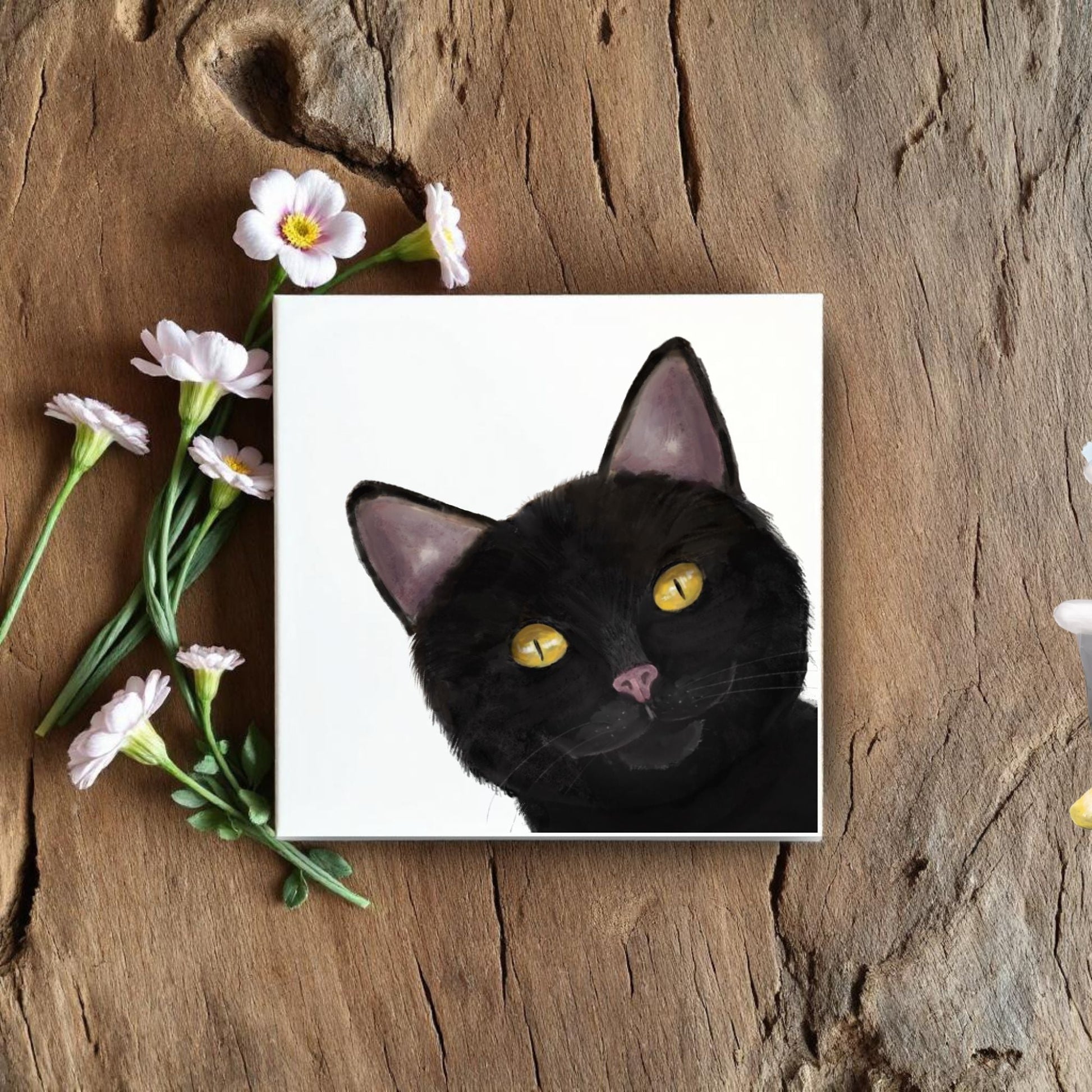 Black Cat Ceramic Tile - MerikaArt