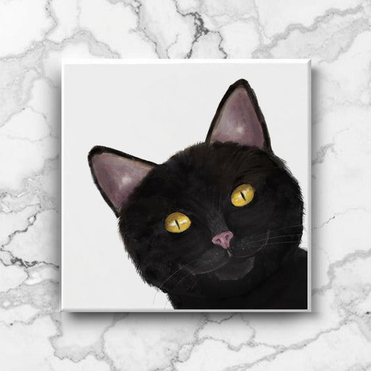 Black Cat Ceramic Tile - MerikaArt