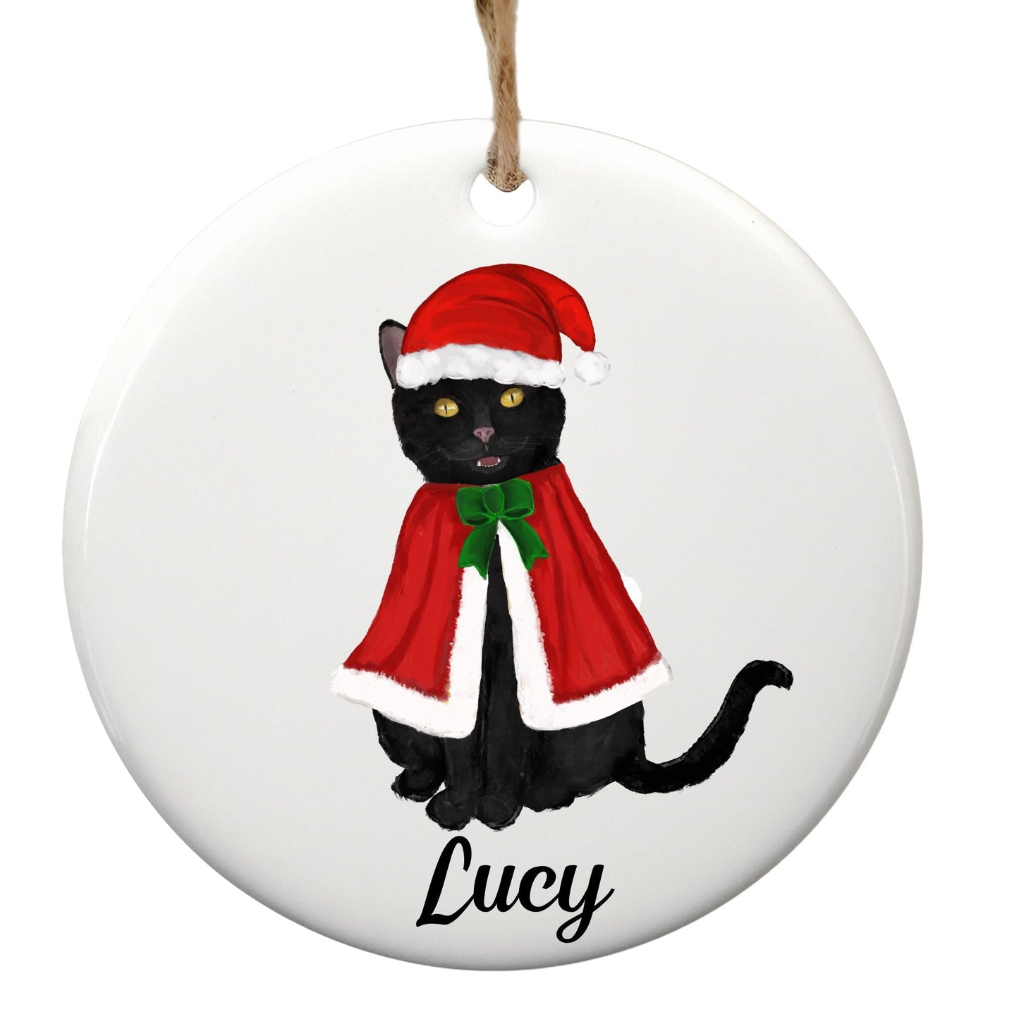 Black Cat Christmas Ornament - MerikaArt