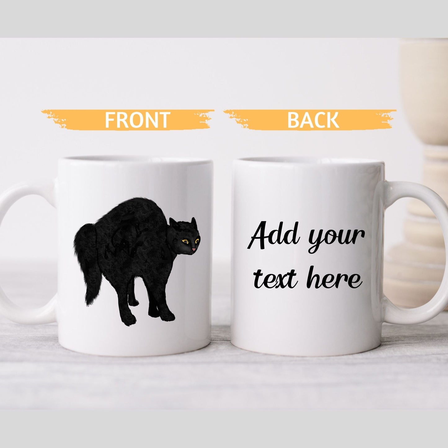 Black Cat Halloween Mug - MerikaArt