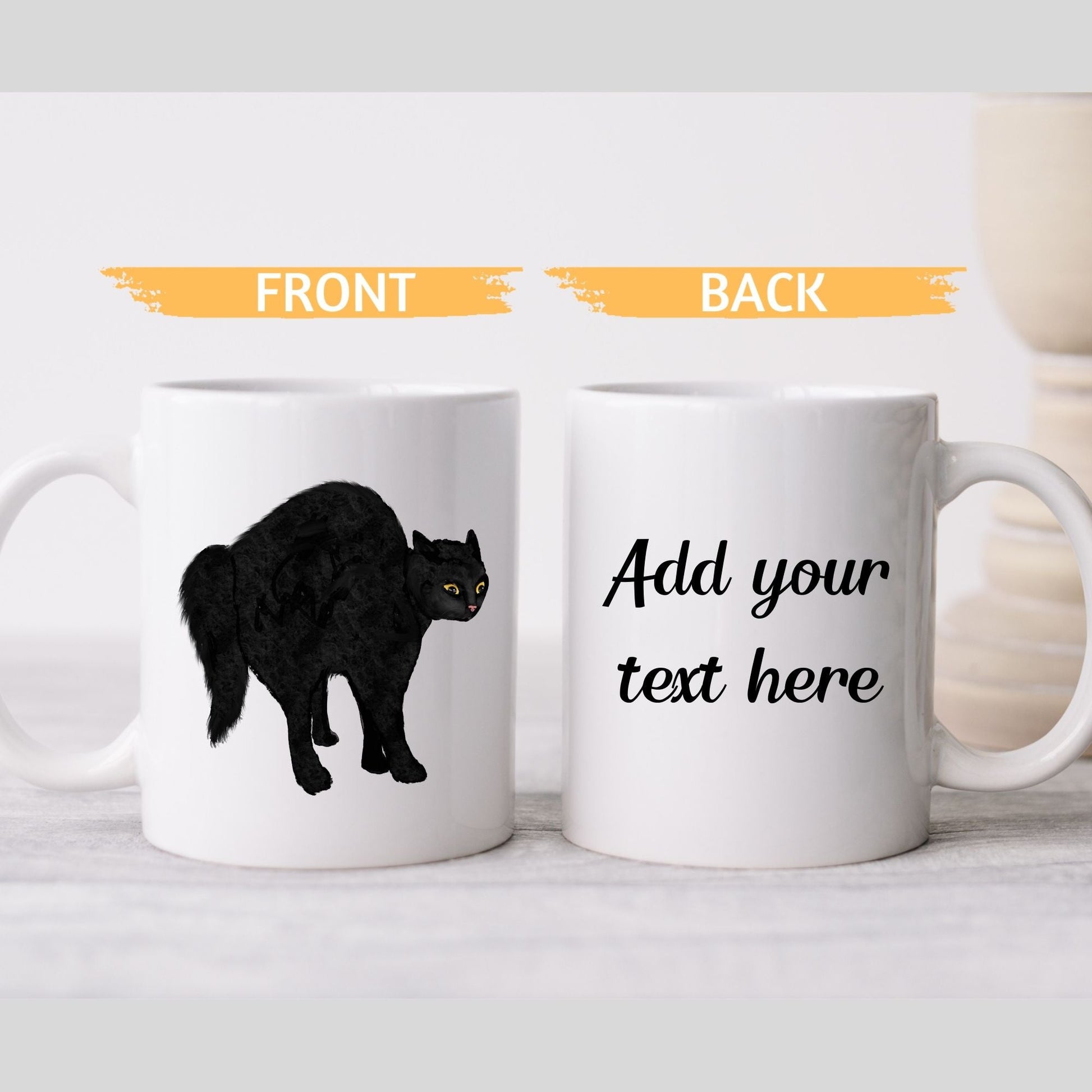 Black Cat Halloween Mug - MerikaArt