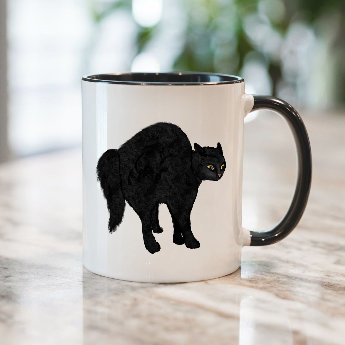 Black Cat Halloween Mug - MerikaArt