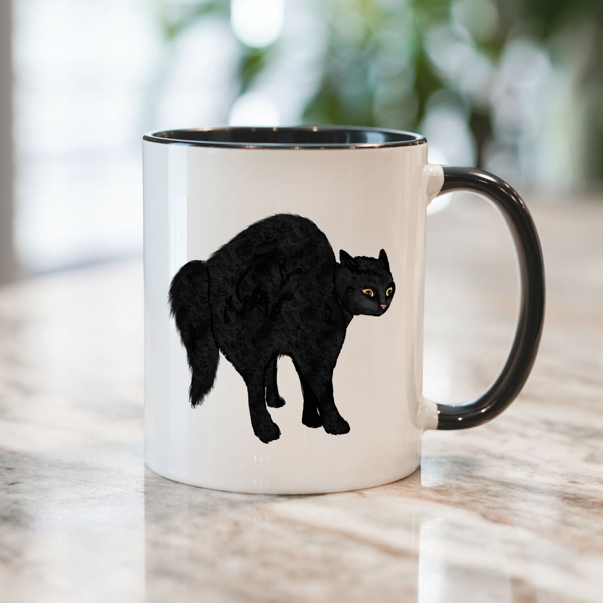 Black Cat Halloween Mug - MerikaArt