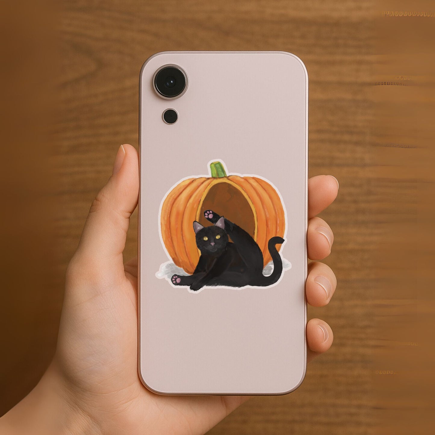 Black Cat in Pumpkin Sticker - MerikaArt