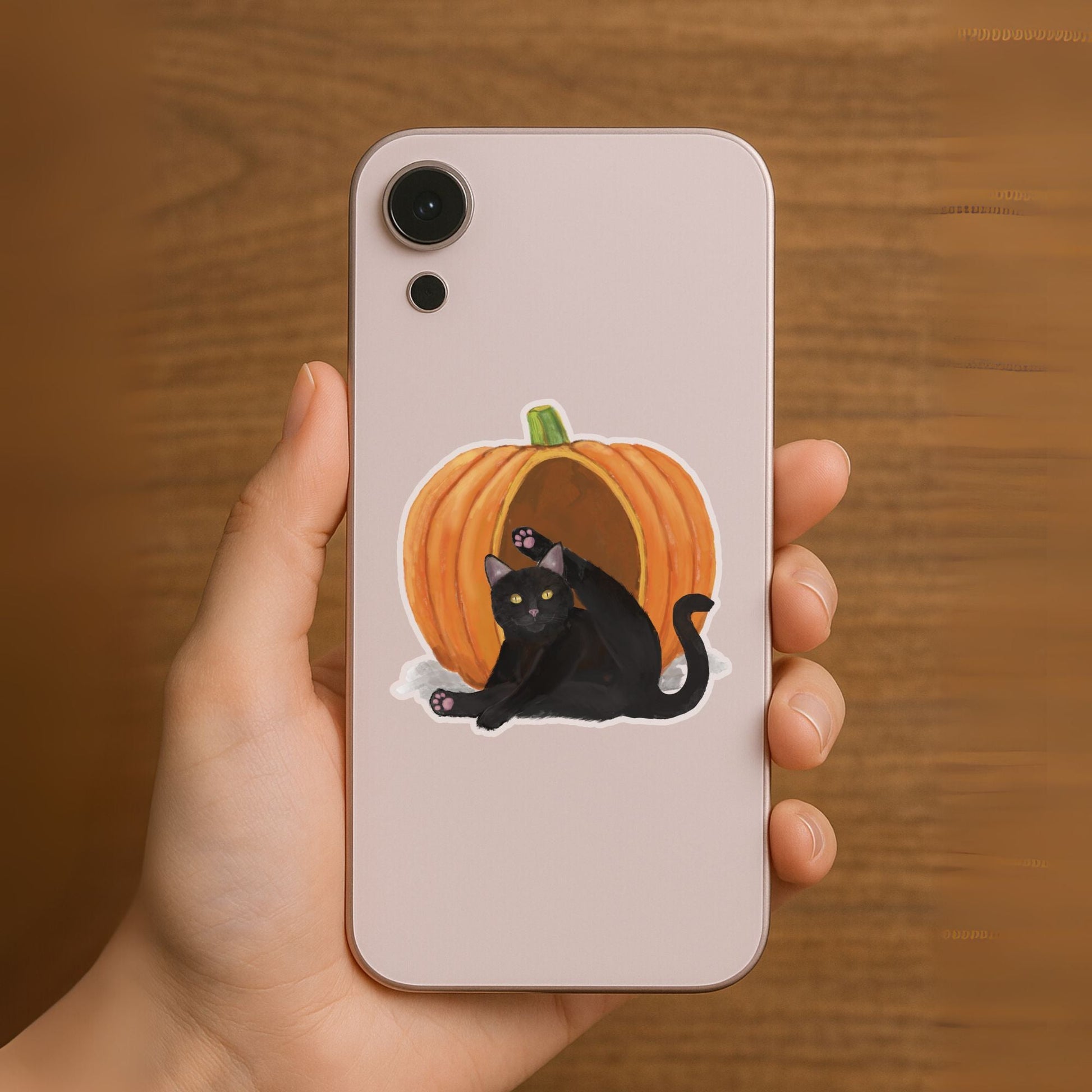 Black Cat in Pumpkin Sticker - MerikaArt