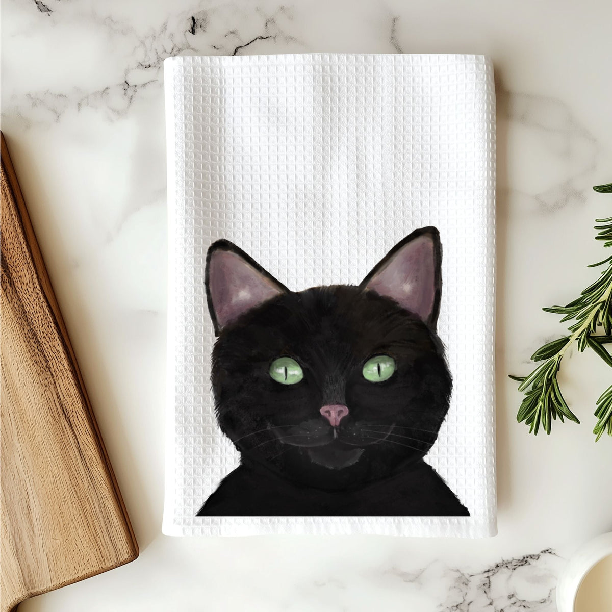 Black Cat Kitchen Towel - MerikaArt