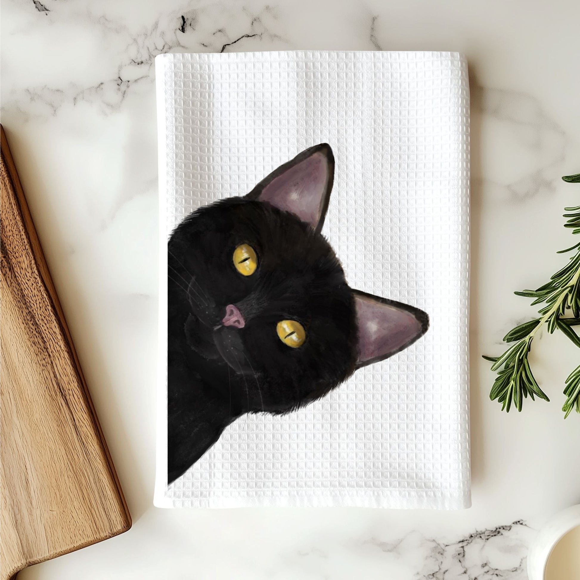 Black Cat Kitchen Towel - MerikaArt