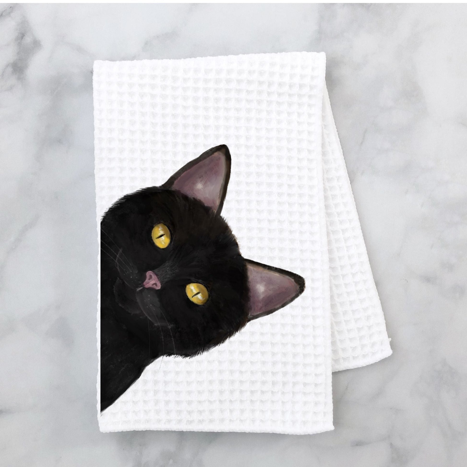 Black Cat Kitchen Towel - MerikaArt