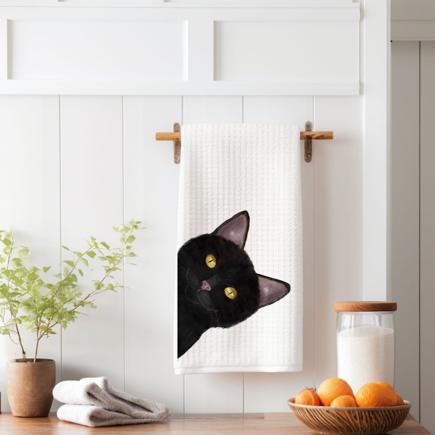Black Cat Kitchen Towel - MerikaArt