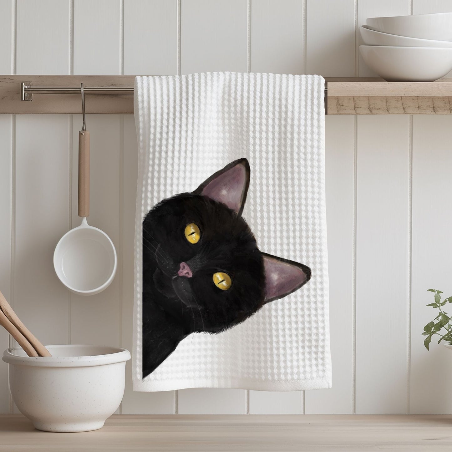 Black Cat Kitchen Towel - MerikaArt
