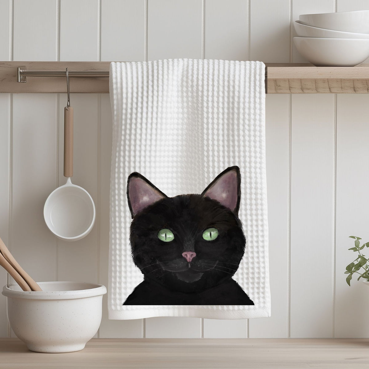Black Cat Kitchen Towel - MerikaArt