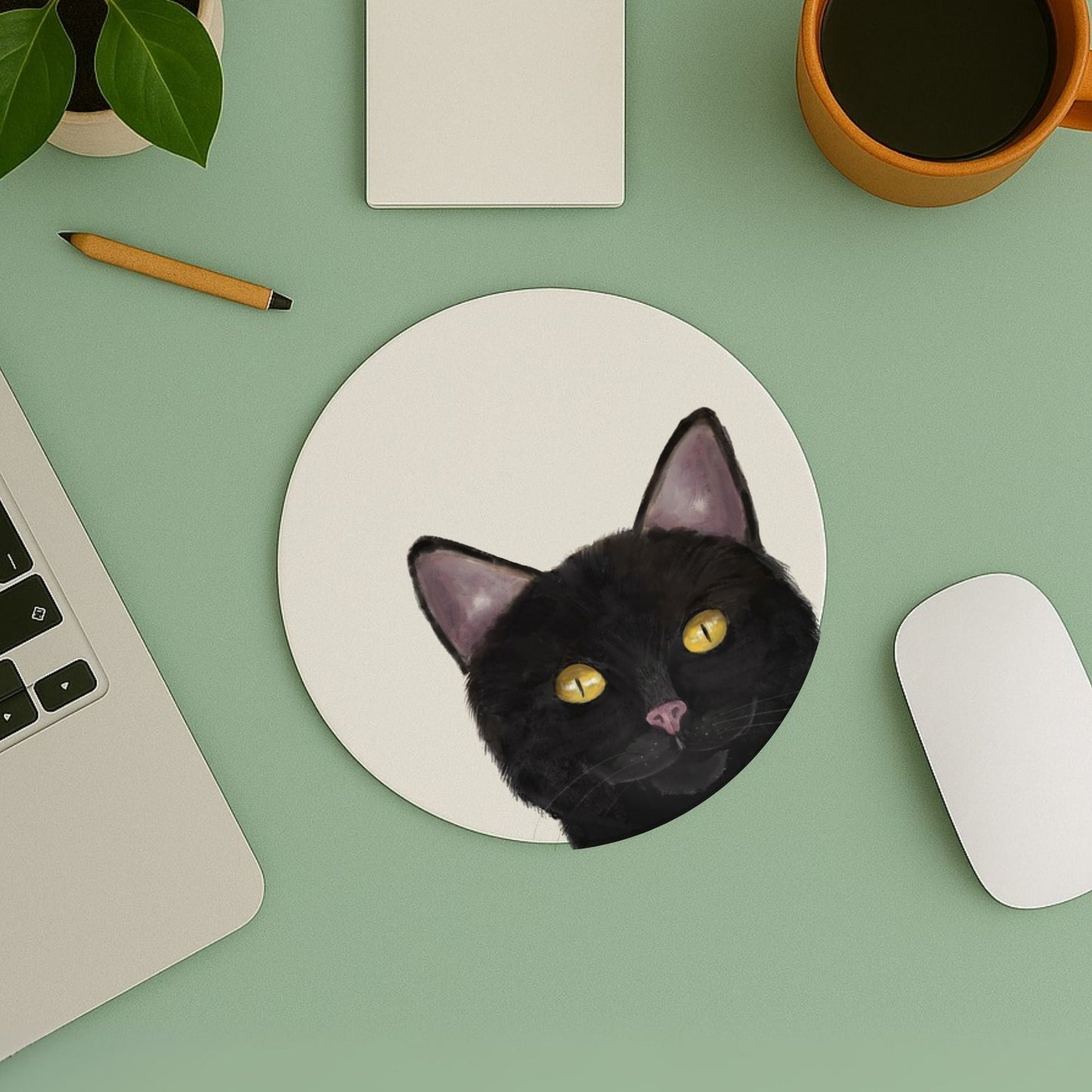 Black Cat Mousepad - MerikaArt